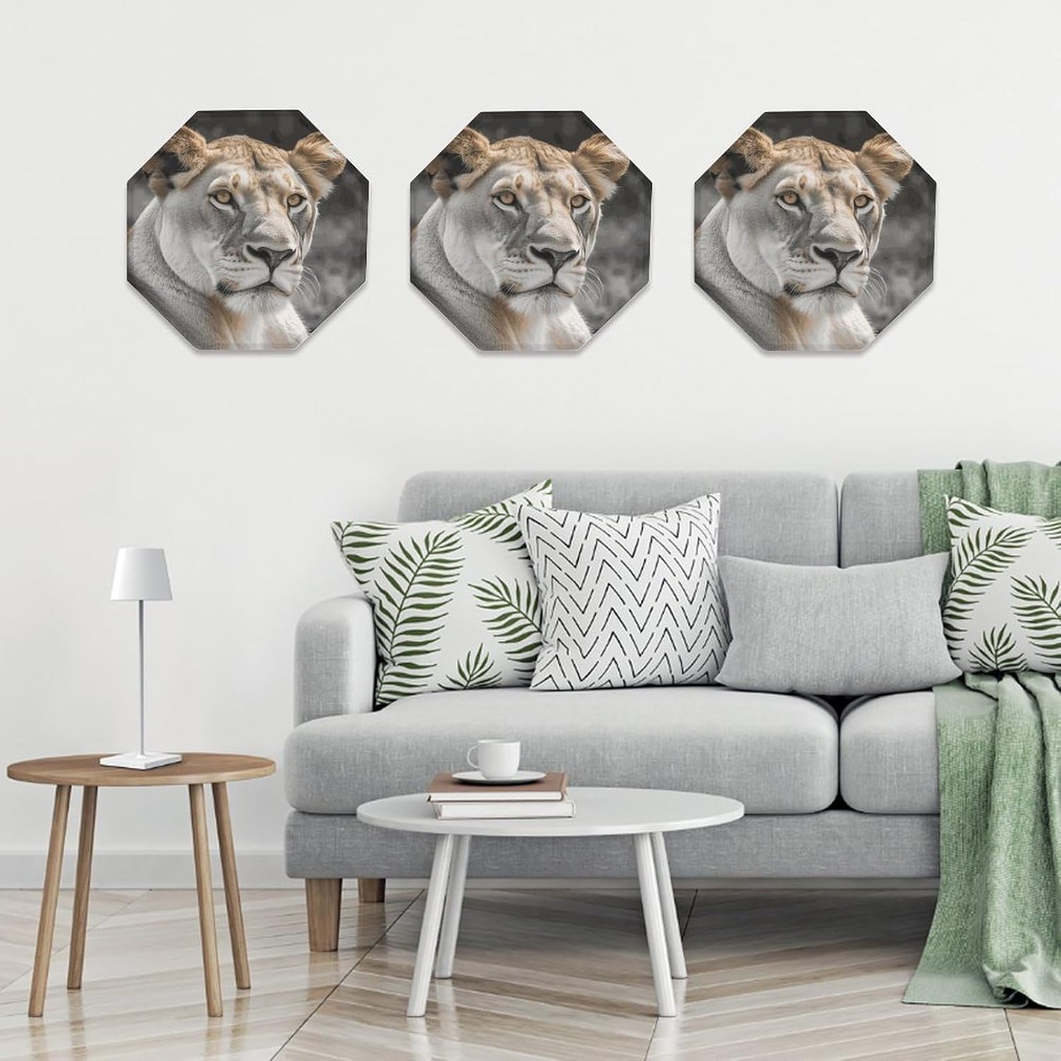 Ctagon Metal Sign for Home, Modern Display Plate for Kitchen, Lioness Plates Accent Hanging Wall Decorations 3PCS for Living Room, Bedroom, Hallway, Hotel