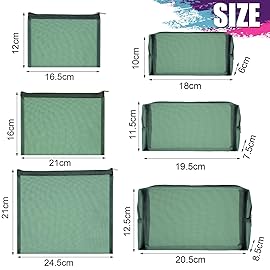 Boao 6 Pieces Mesh Makeup Bags Mesh Cosmetic Bag Portable Travel Organizing Zipper Pouch Toiletries Makeup Pouches for Home Office Travel Accessories(Green)