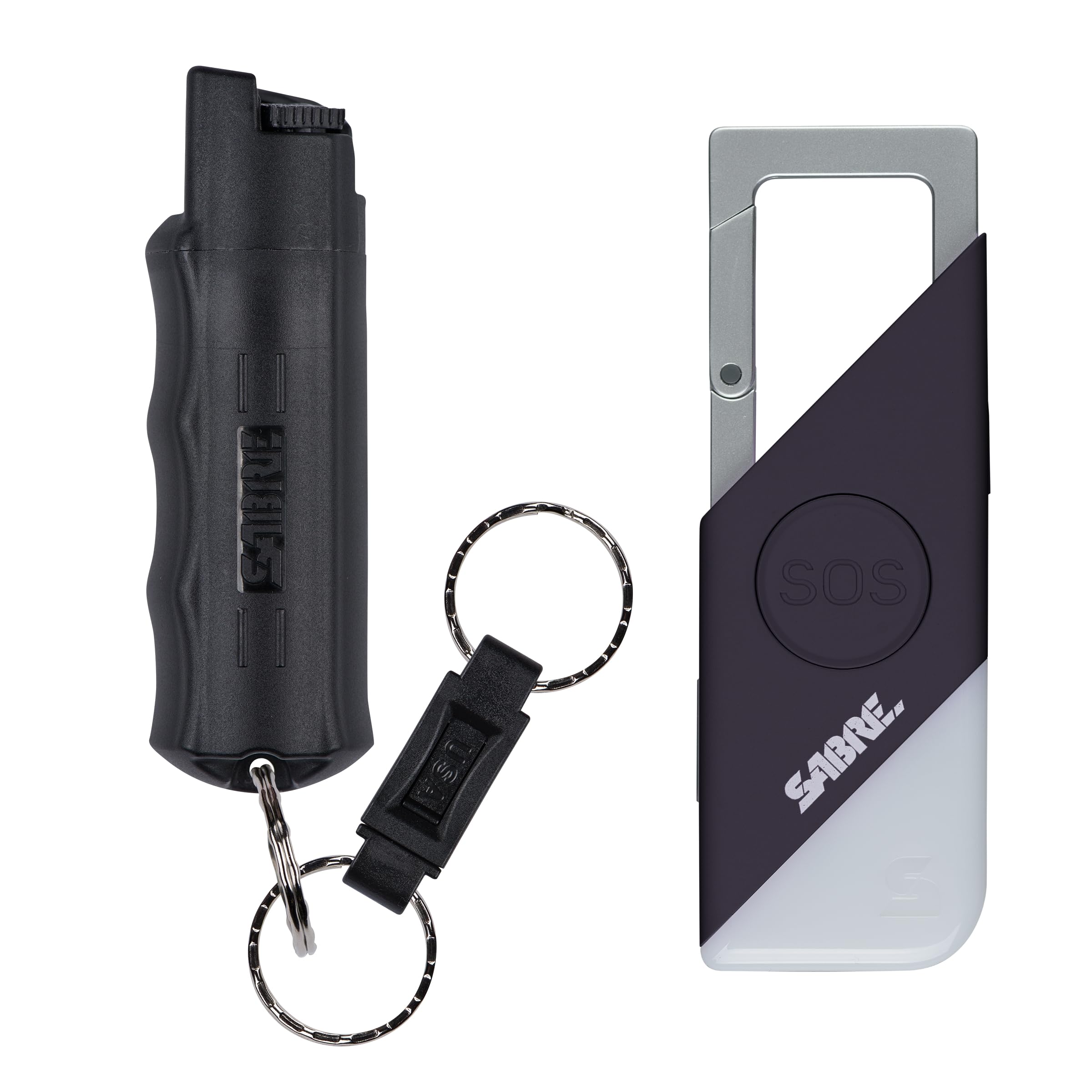SABRE Pepper Spray - Quick Release Keychain for Easy Carry &amp; Fast Access, Max Police Strength Self Defense OC Spray with UV Dye, 10 Sec. Spray Time, Finger Grip - Faster Aim, 0.54 fl oz, Secure Safety