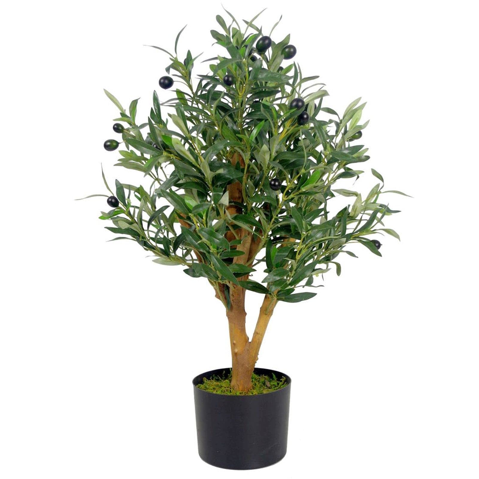 LeafDesign UK Realistic Artificial Olive Tree in Black Plastic Pot 65cm AZ-Olive