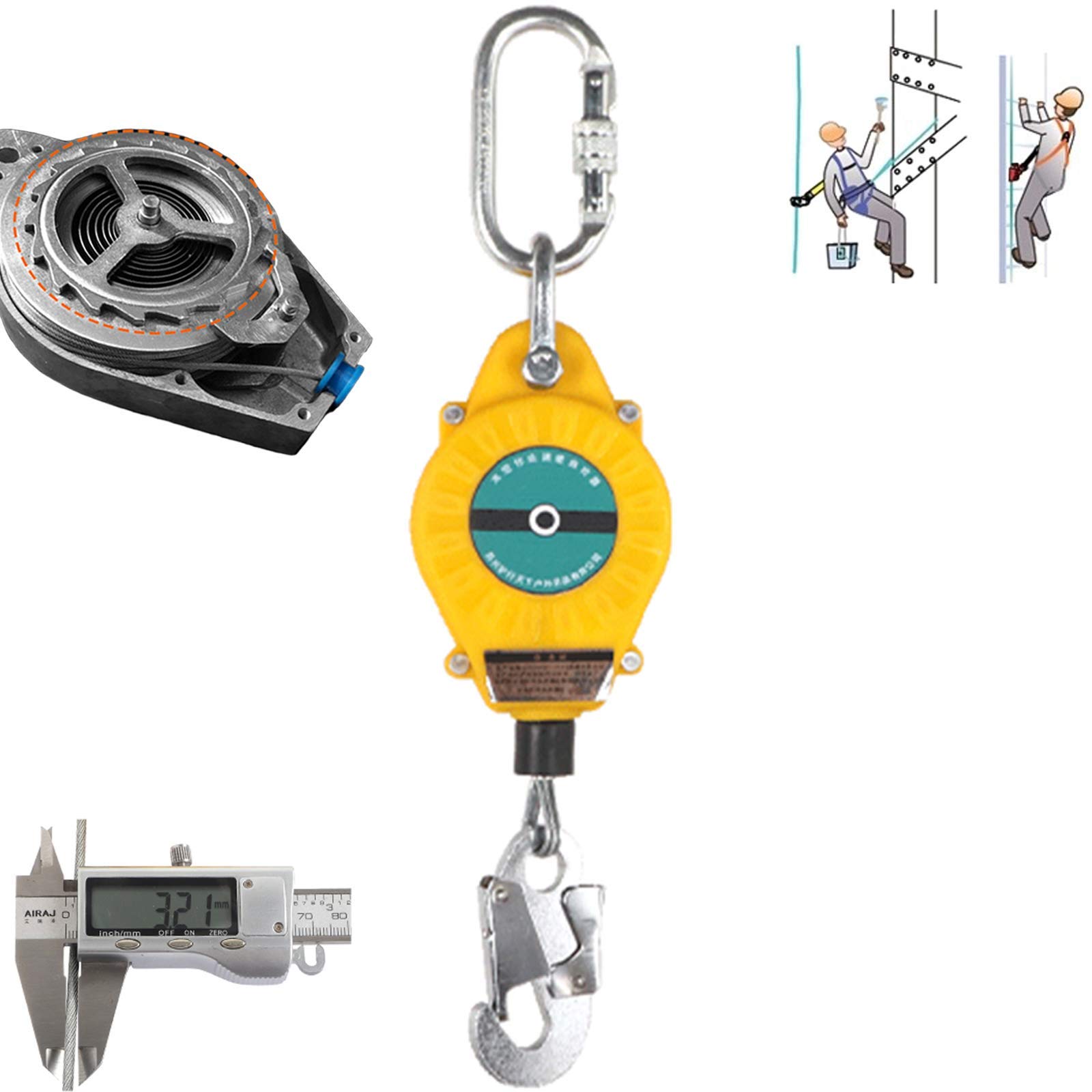 Buy XJZKA Fall Protection Self Retracting Lifeline with Rebar Hook and