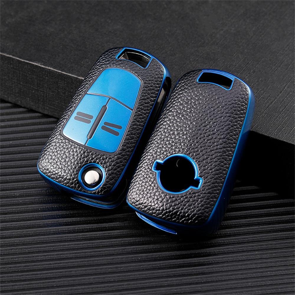 HIBEYO Custodia Portachiavi Auto In TPU Con Texture Pelle Per Opel – Adatta Per Corsa, Astra, Vectra, Zafira, Mokka (Argento)
