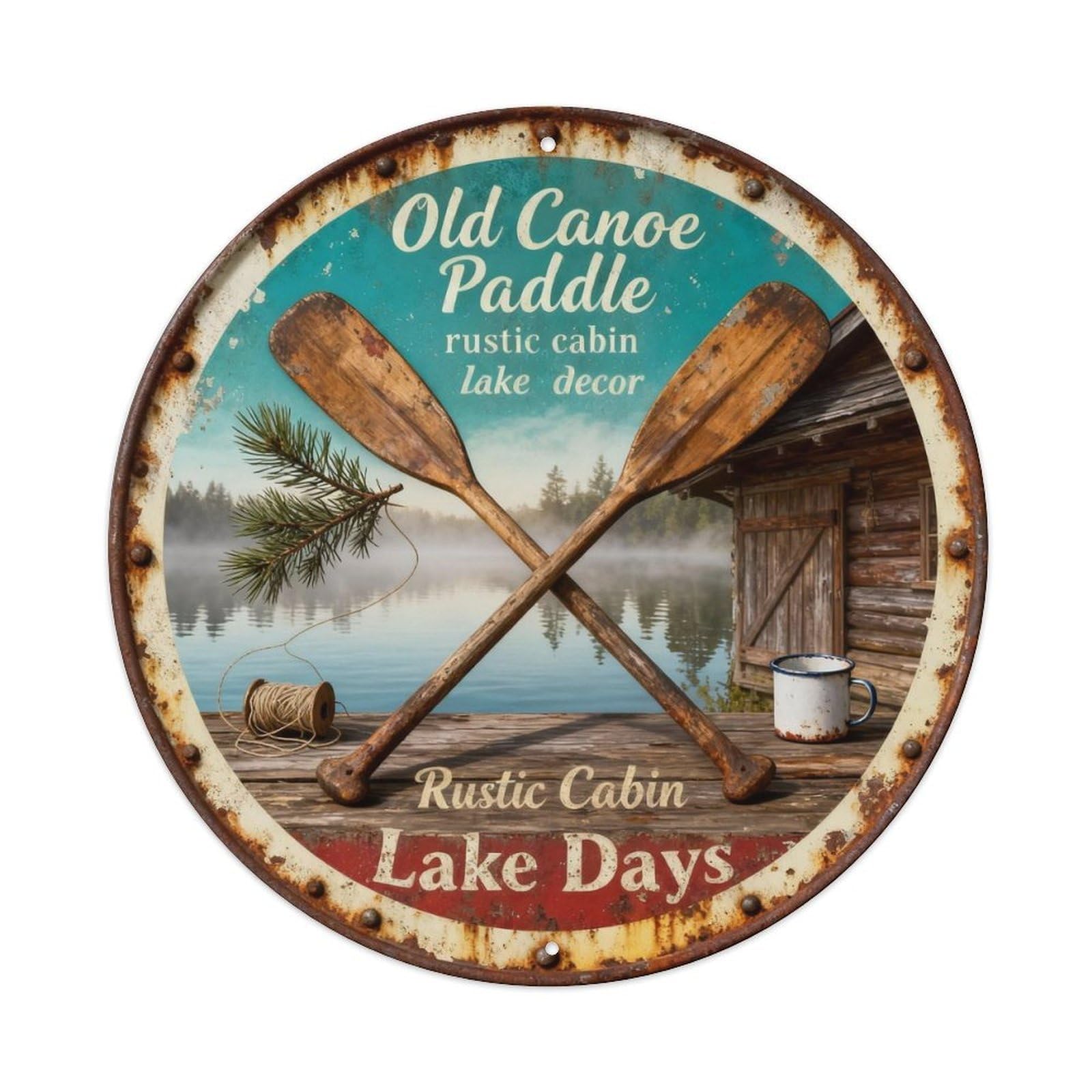 Old Canoe Paddle Metal Tin Sign Plaque