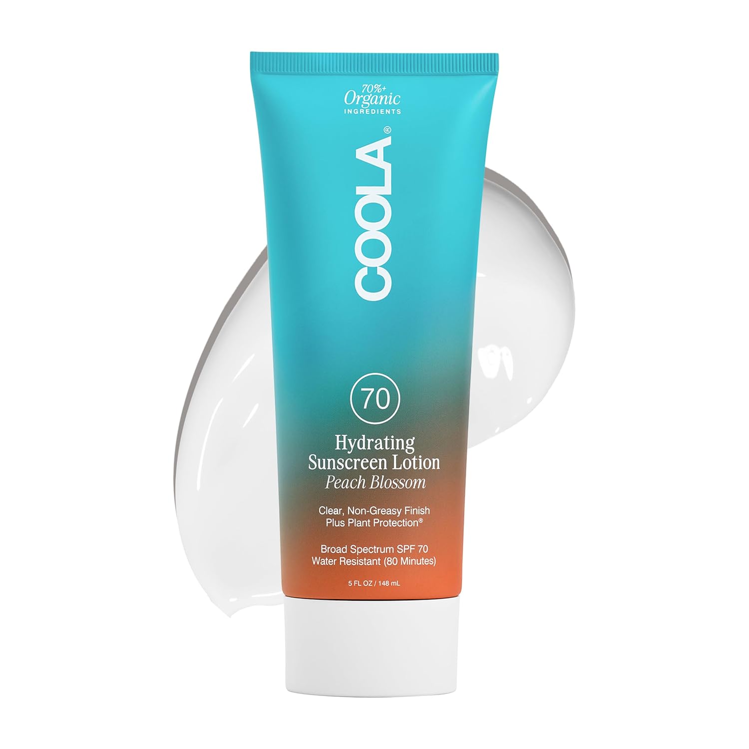 COOLA Organic Sunscreen SPF 70 Sunblock Body Lotion, Dermatologist Tested Skin Care for Daily Protection, Vegan and Gluten Free, Peach Blossom, 5 Fl Oz