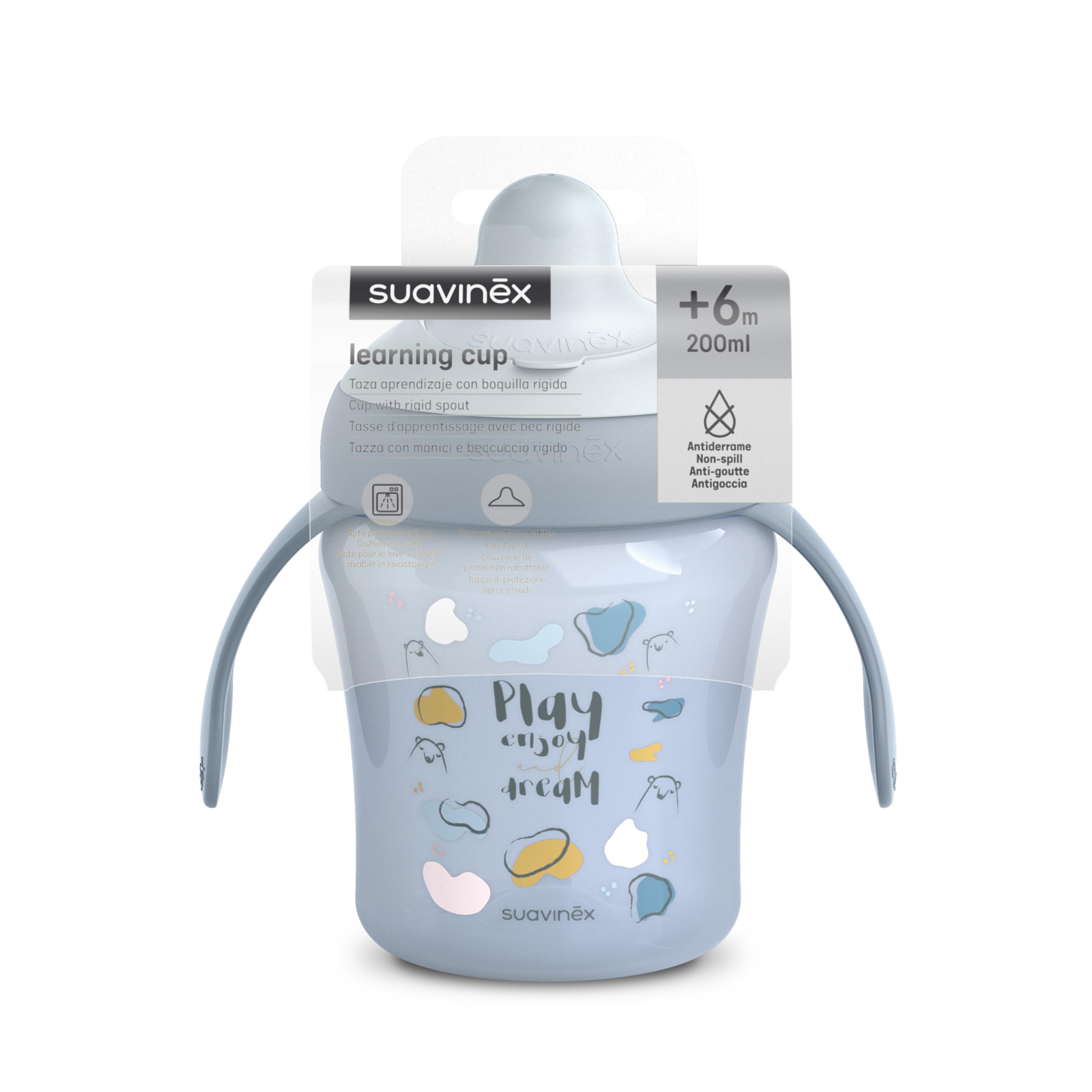 Suavinex Tazza Evolutiva Antigoccia 200 ml Bimbi +6 Mesi Lavabile Lavastoviglie My Family Blu