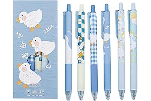 6 Piece Duck Blue Gel Ink Pens | Retractable, 0.5mm Black Ink...
