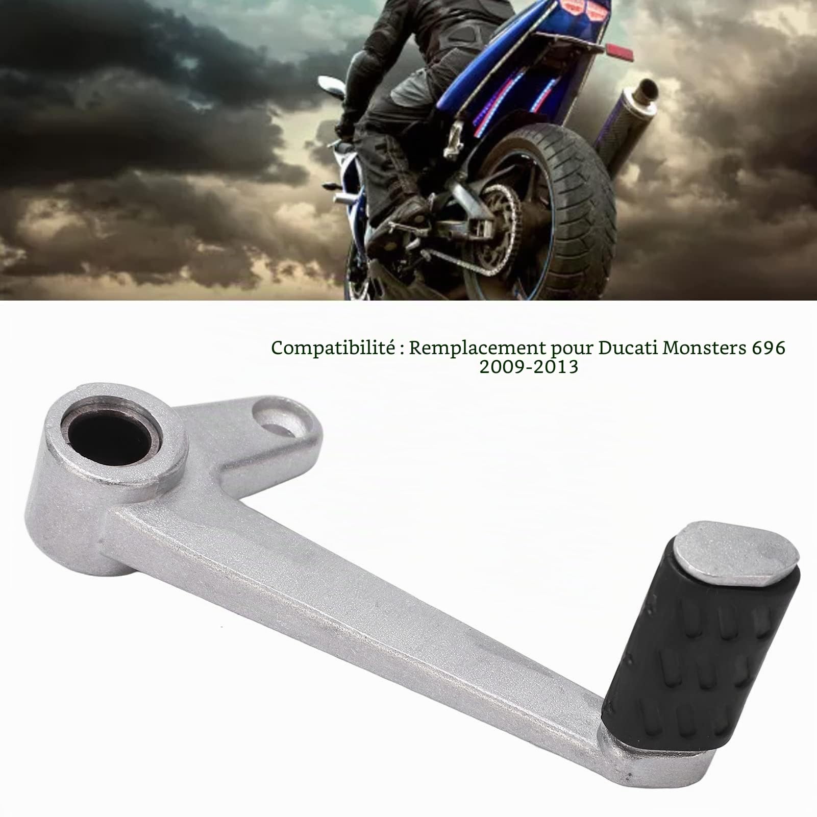OUKENS Levier de vitesse, levier de vitesse de moto avec pédale de changement de vitesse, bras de levier de vitesse de remplacement en aluminium pour Ducati Monsters 696 2009‑2013