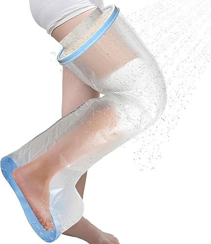 Protector de pierna para adultos para ducha, vendaje de ducha impermeable y cubierta de yeso con parte inferior acolchada antideslizante, protección
