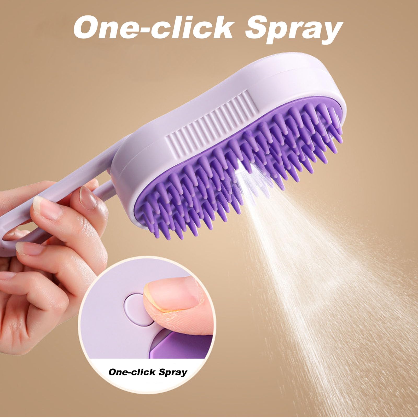 Puffease Spritz Defur Comb, Catzcomfort Reinigungsbürsten, 3 in 1 Spritz Defur Kamm für Katzen Hunde, Haustierspray Haarentfernungskämme (Weiß)