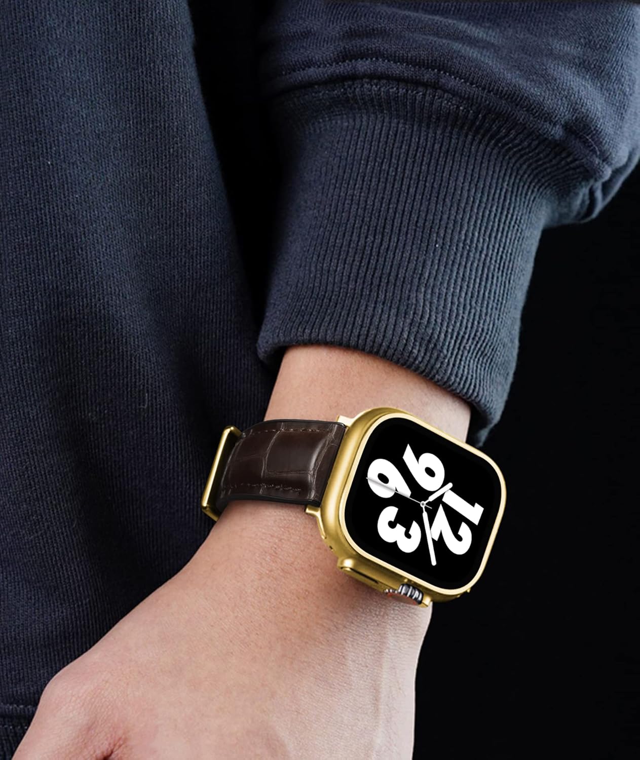BINLUN Compatible with Apple Watch Bands 49mm 46mm 44mm 45mm 42mm 41mm 40mm 38mm Alligator Leather and Silicone Hybrid Replacement Strap for iWatch Ultra SE Series 11/10/9/8/7/6/5/4/3/2/1