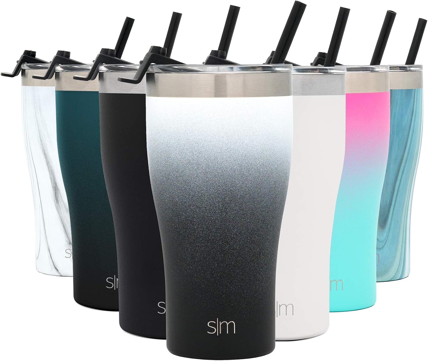 Simple Modern Slim Cruiser Tumbler with Clear Flip Lid and Straw - Insulated Travel Mug Stainless Steel Water Bottle 22 Ounce Ombre: Tuxedo