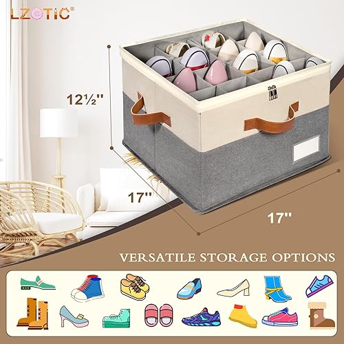 Miniatura 6 de Organizador de zapatos para armario, contenedores de almacenamiento ajustables para zapatos, grandes contenedores plegables de almacenamiento de