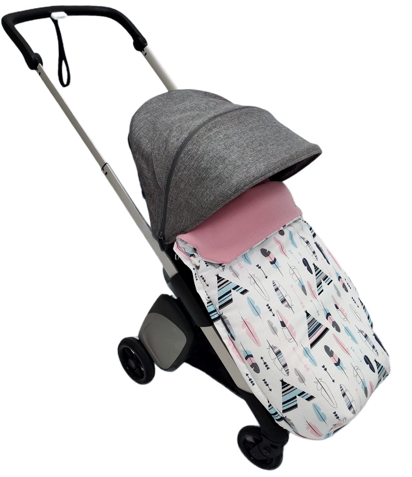 Spezifisch Fußsack für Kinderwagen oder Buggy kompatibel mit Bugaboo Ant. Tipis und Federn Gepuderte Rosa