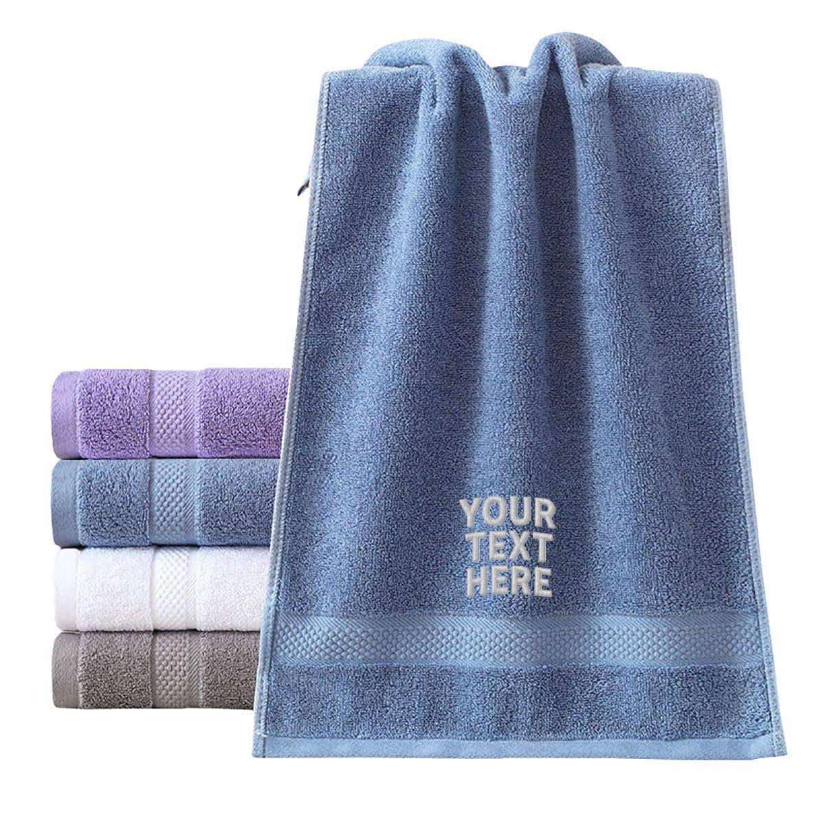 Van Der Linn Personalised Embroidered Custom Name Towels Face Cloth Hand Towel Gift Bathroom (Blue (75x34cm))
