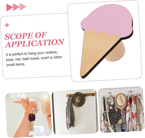 Miniatura 6 de 1 juego de gancho de helado para colgar decoración de pared para niños, perchas de madera para colgar en la pared, perchero creativo, gancho de