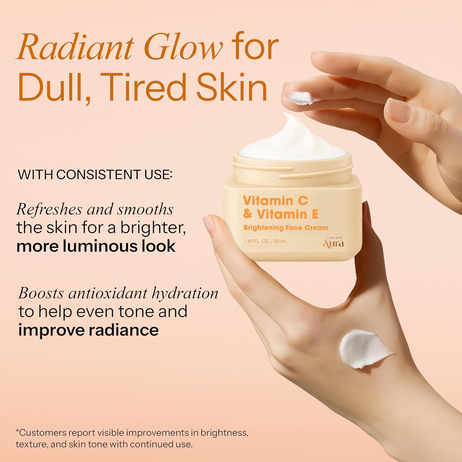 Vitamin C & Vitamin E Face Moisturizer – Dermatologist Tested, Anti Aging Korean Skin Care – Hydrating Cream For Smoother Youthful Looking Skin – Vegan, Clean Beauty – Pack of 2 - Image 3