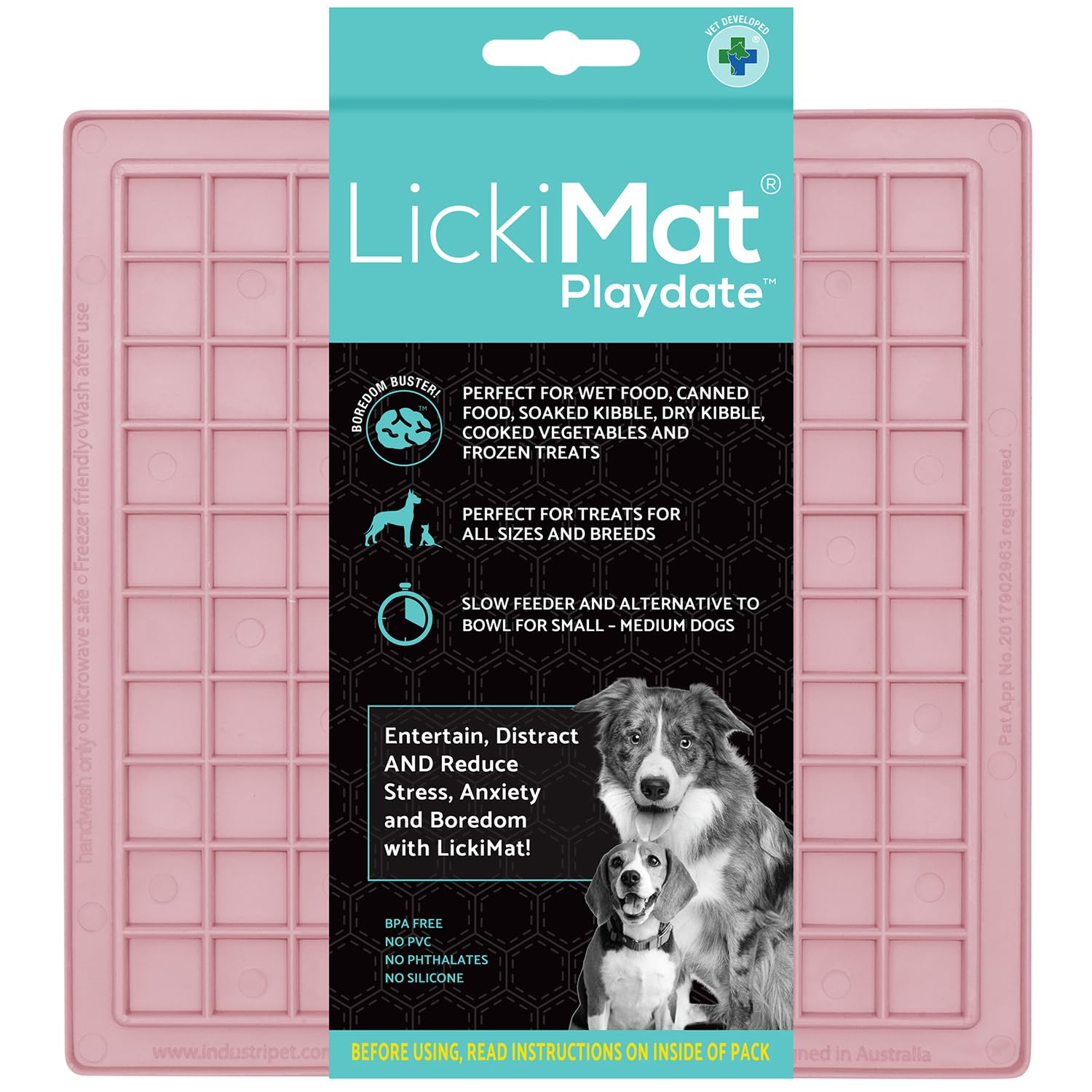 LickiMat Classic Pastel Colours Playdate, Dog Feeding Mat for Boredom & Anxiety Relief, Ideal for Food, Yoghurt or Peanut Butter, Lick Mats, Fun Alternative to Slow Feeder Bowl, Guava