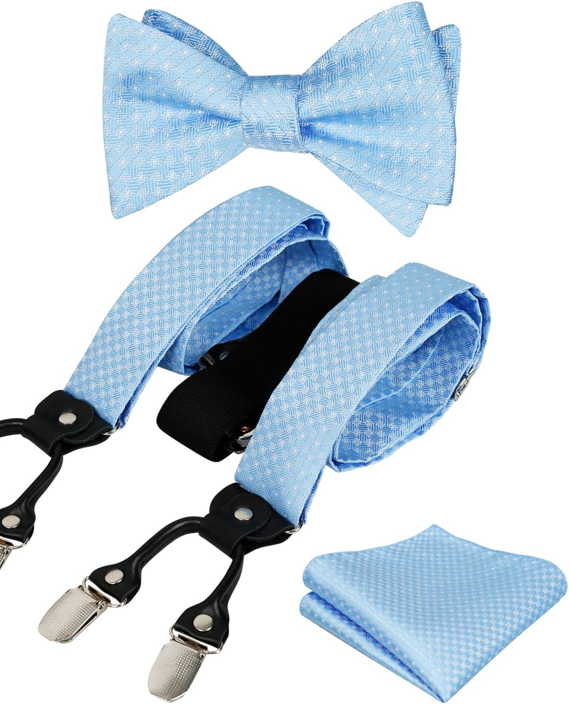 Alizeal Paisley Suspenders and Self Tied Bow Tie for Men with Pocket Square Set