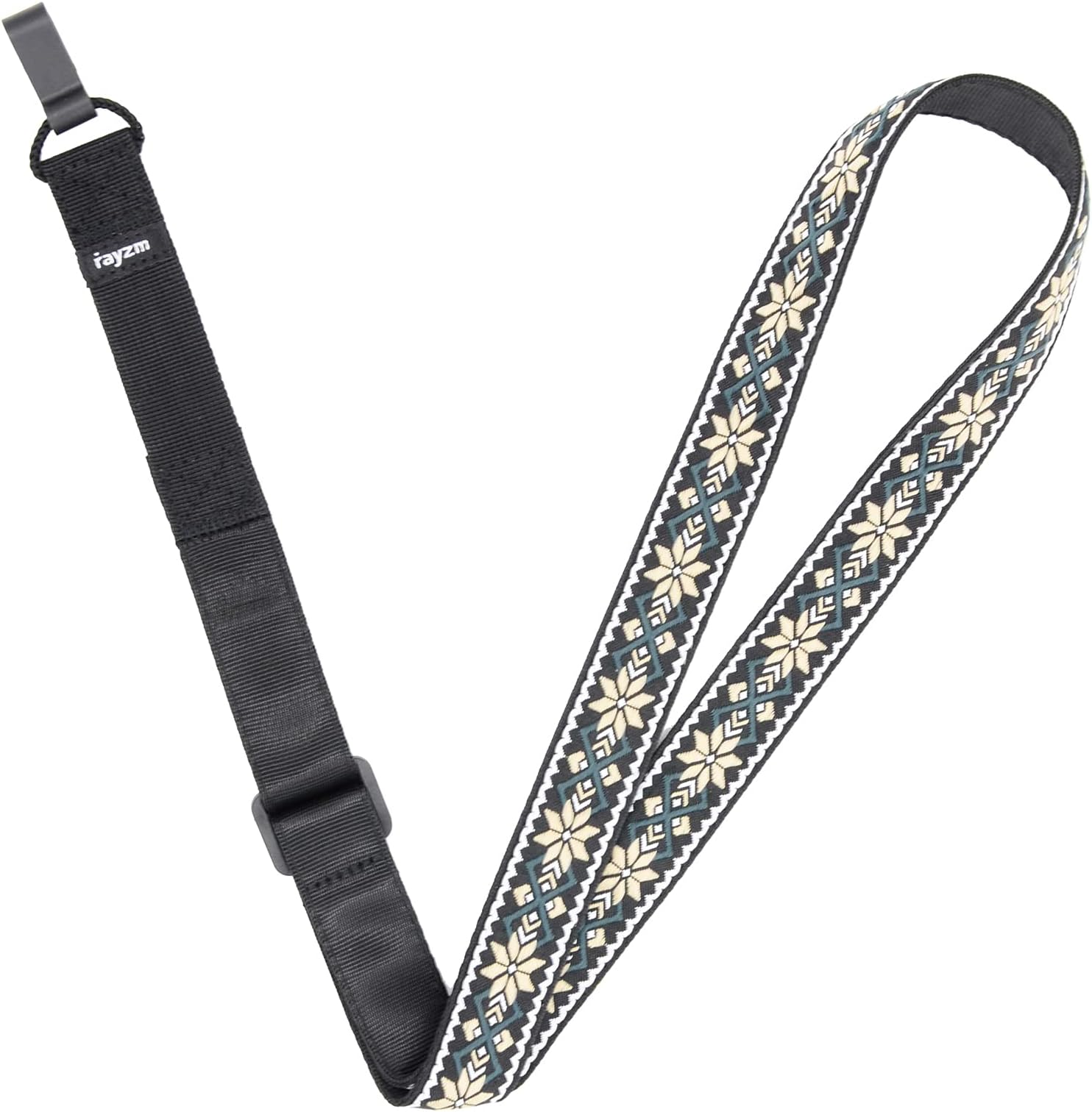 Clip-on Ukulele Strap - Jacquard Weave Cotton Neck Sling, Adjustable, Button-Free Cross-Chest, No Screws, Hands Free