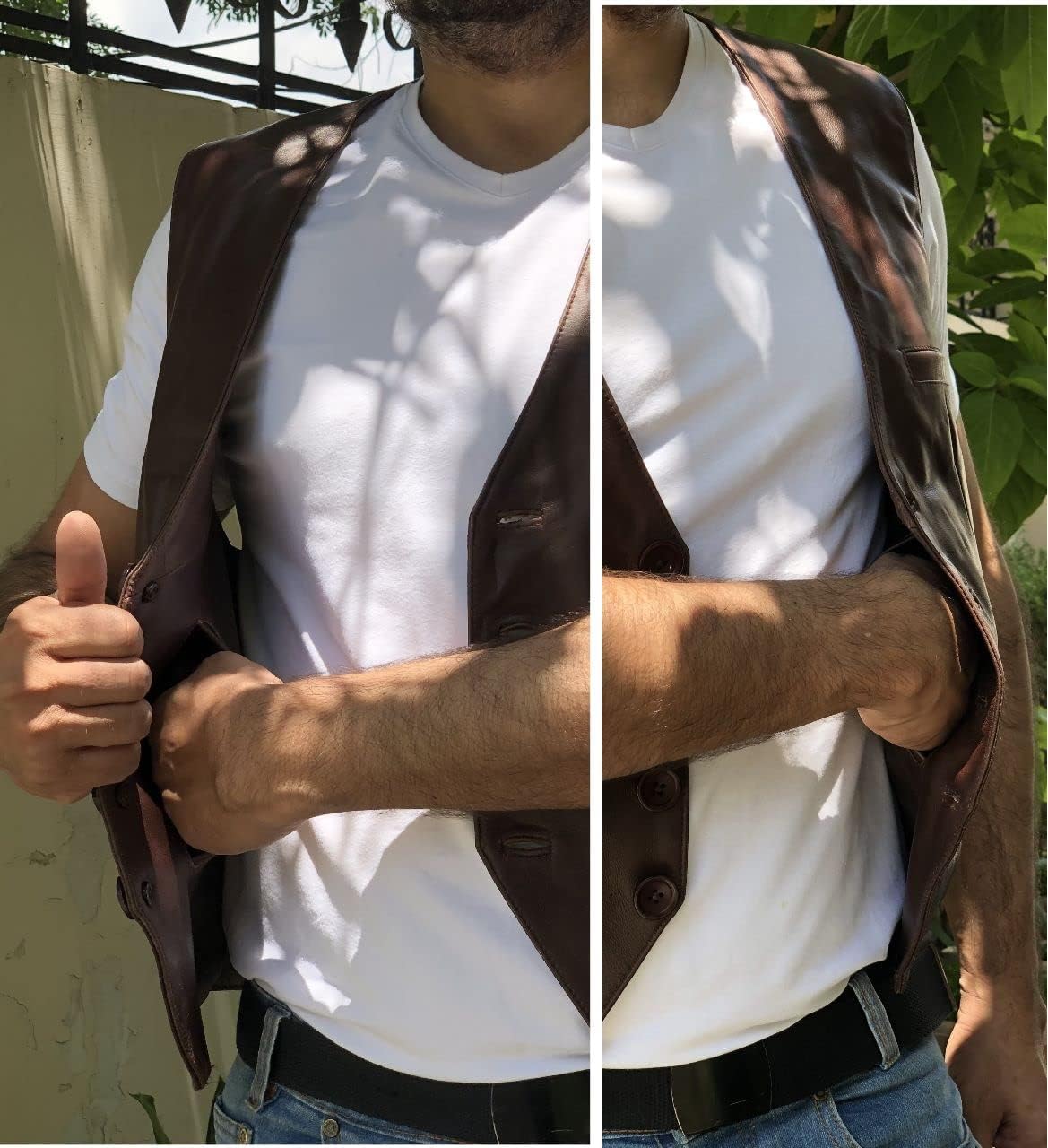 Mens Sheep Genuine Leather Casual Western Vintage Biker Motorcycle Cruise Riding Vest Waistcoat Conceal Gun Pockets