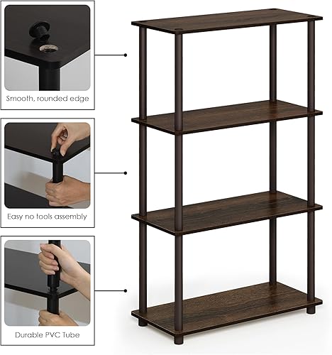 Vista 289 de Furinno Turn-N-Tube - Estantería multiuso de 5 niveles, estantería para exhibición, almacenamiento o libros, con tubos redondos, color cereza claro