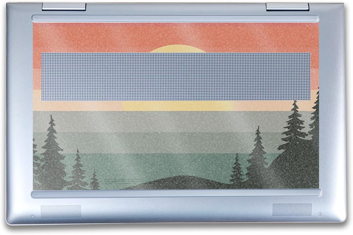 Glossy Glitter Laptop Skin Compatible with HP Envy x360 14” (2023) - Sunset Forest - Premium 3M Vinyl Protective Wrap Decal Cover - Easy to Apply | Crafted in The USA by MightySkins