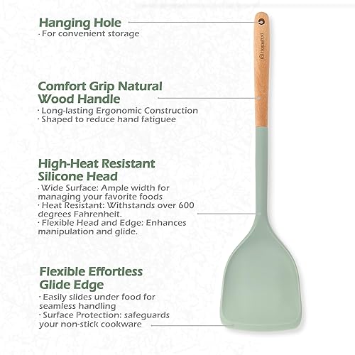 Miniatura 3 de Juego de 3 utensilios esenciales de cocina, juego de espátulas de silicona de 15 pulgadas, grandes, resistentes al calor, 600F, para cocinar,