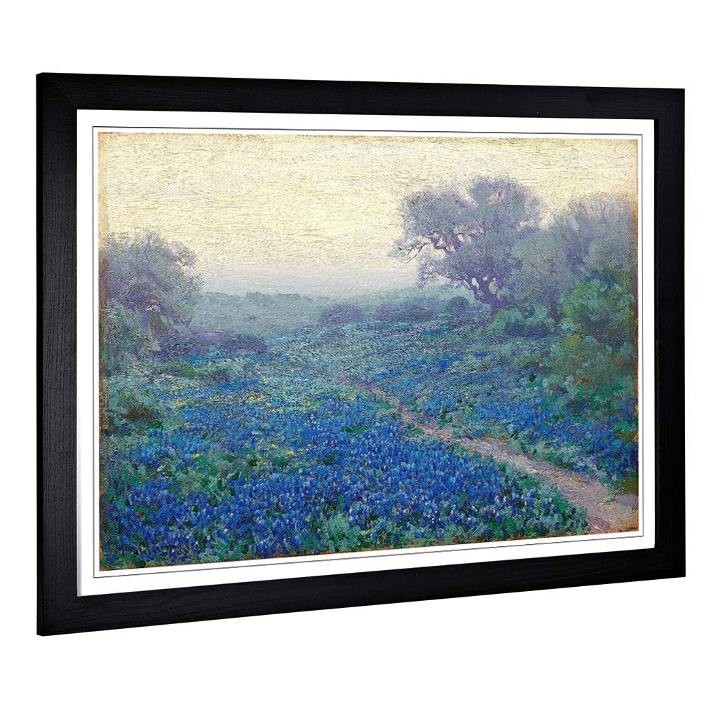 Big Box Art Framed Print of Julian Onderdonk Hillside of Bluebonnets 3 Design | Wall Art Picture | Home Decor for Kitchen, Living Room, Bedroom, Hallway, Black, A2 / 24.5x18 Inch / 62x45cm
