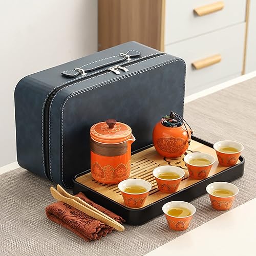 Juego de tetera, juego de taza de tetera china, juego de té chino de viaje, juego de té de Kung Fu, bolsa portátil de viaje, al aire libre,