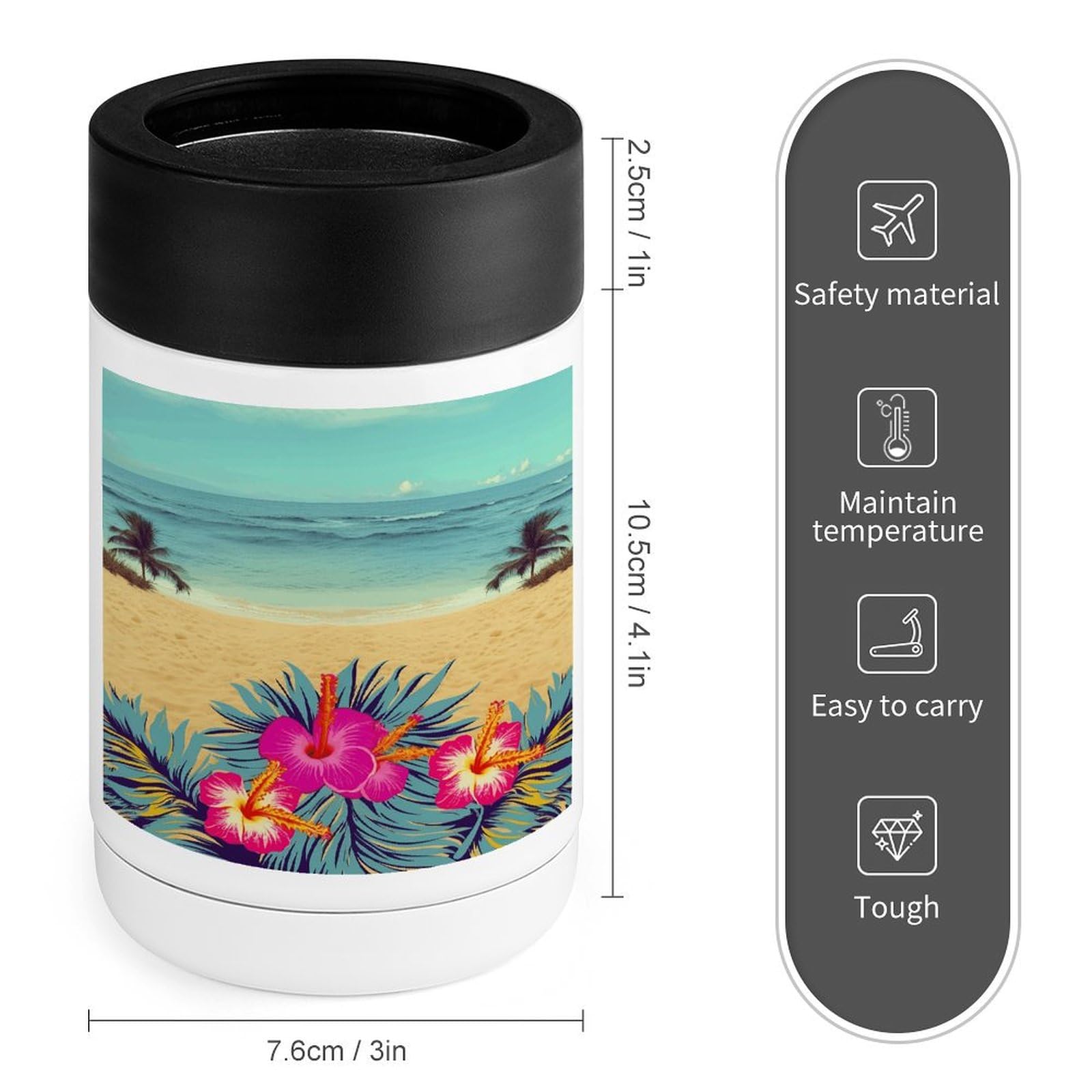 Stainless Steel Beverage Cooler with Silicone Sleeve, Hello Hawaii Print Multipurpose Drink Chiller for Home, Office, and Outdoor Use