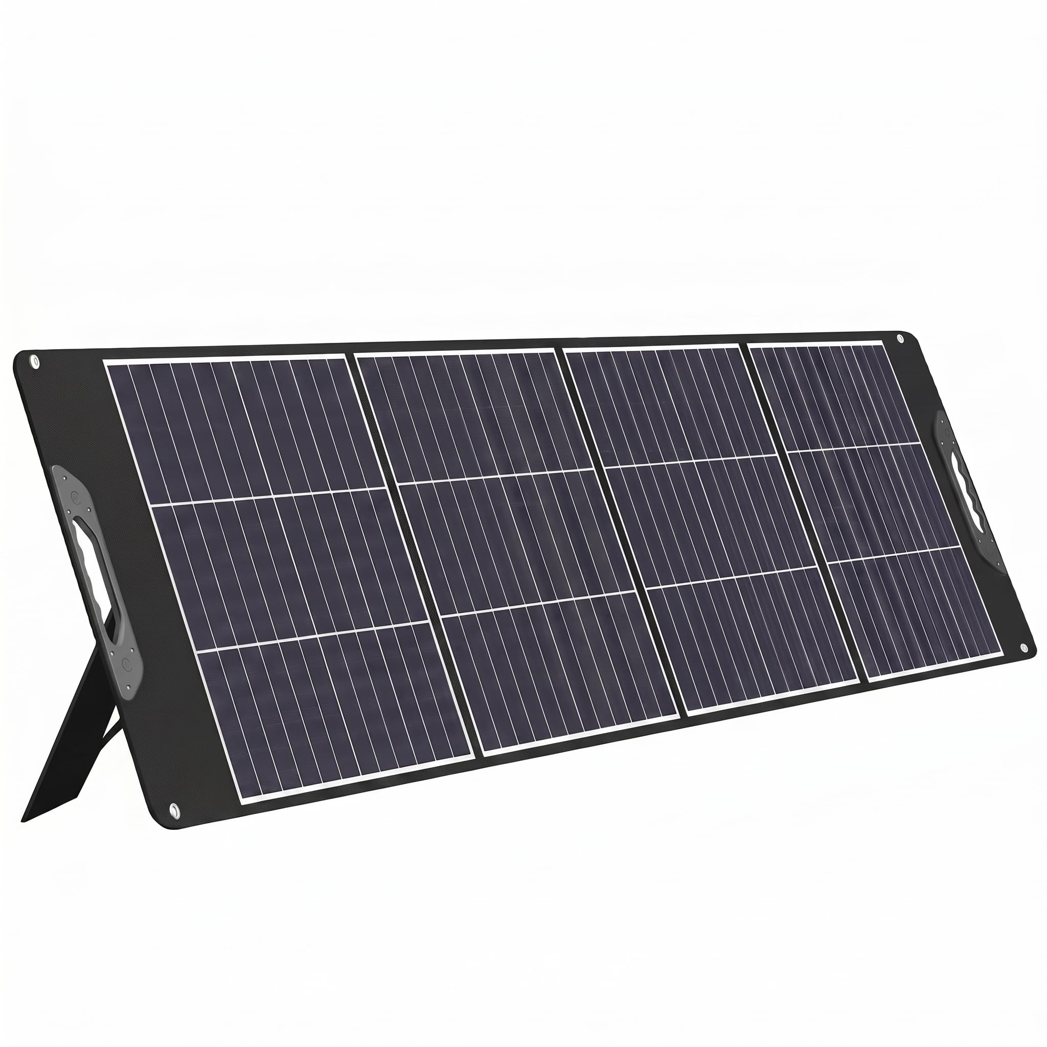 Panel Solar 200W, Placa Solar Portátil Monocristalino con USB-C 18W, Adaptadores XT60 Anderson DC5521, Soportes Ajustables para Estación de Energía Exteriores Camping RV