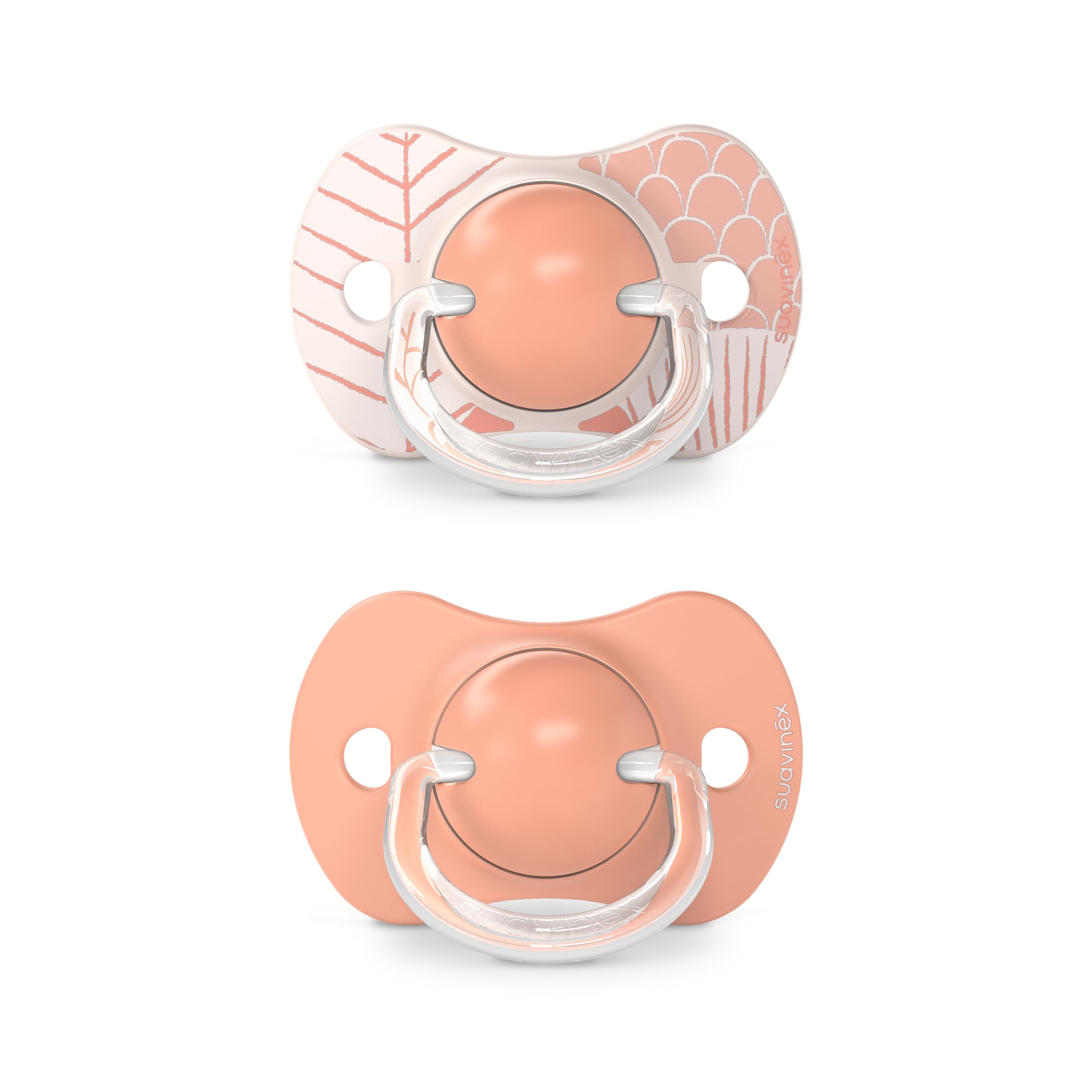 Suavinex Confezione da 2 Ciucci con Tettina Simmetrica in Silicone SX Pro, per Bambini da +18 Mesi, Tettina Piatta e Flessibile, Dreams Rosa