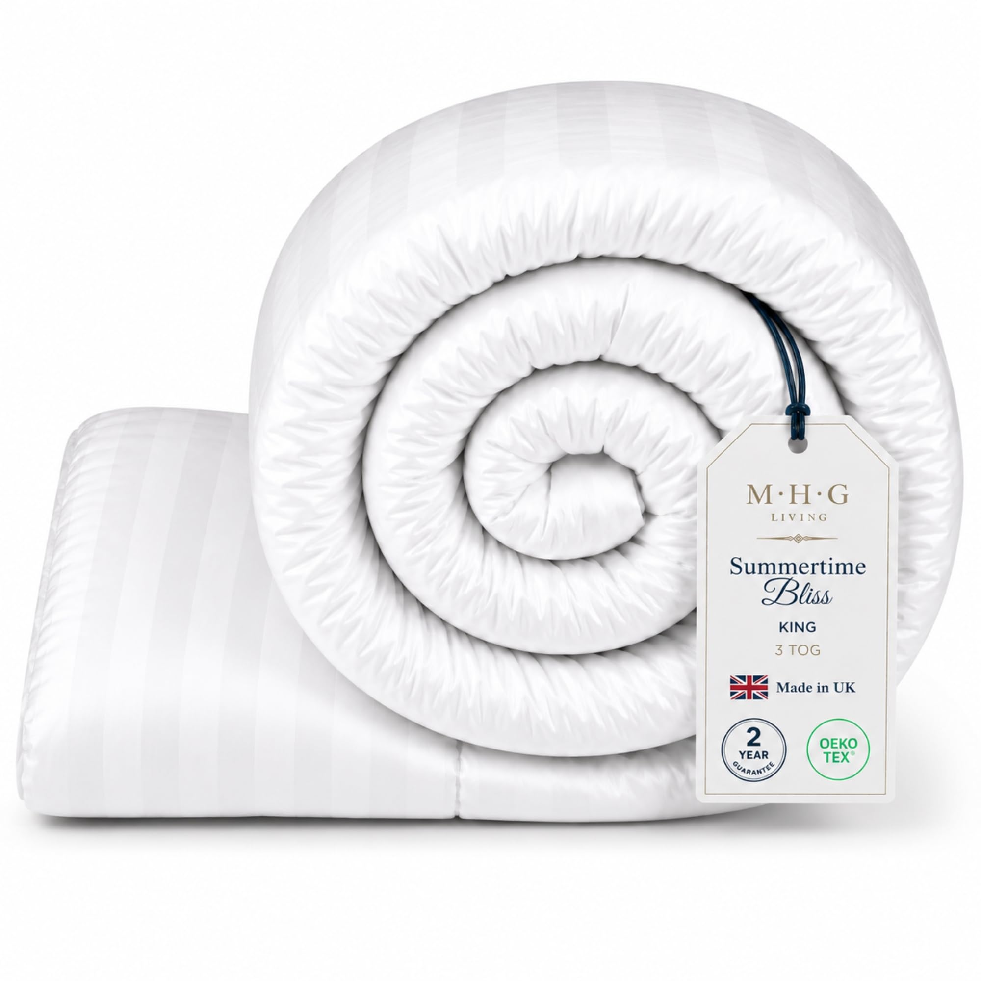 Mhg Living 3 Tog Summer King Duvet - Lightweight Cooling Hollowfibre Quilt For Hot Sleepers, Oeko-Tex Certified, Made In Uk, Hypoallergenic & Breathable, Machine Washable Bedding, 230X220cm