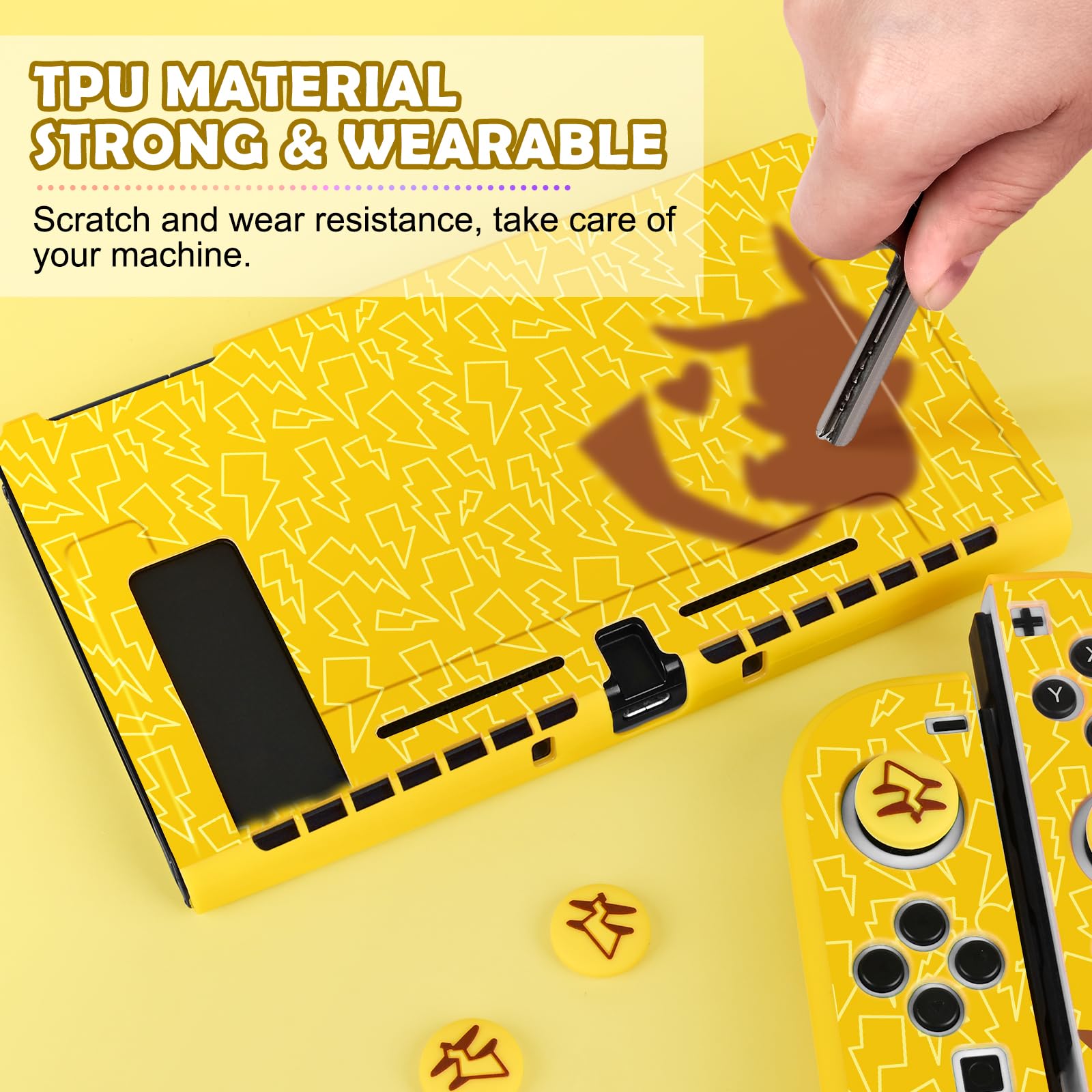 DLseego Custodia Compatibile con Switch 2017 Edition, Morbida Dockable Custodia Switch con 4 Copri levette analogiche, resistente ai graffi e all'assorbimento degli urti,Pika genio
