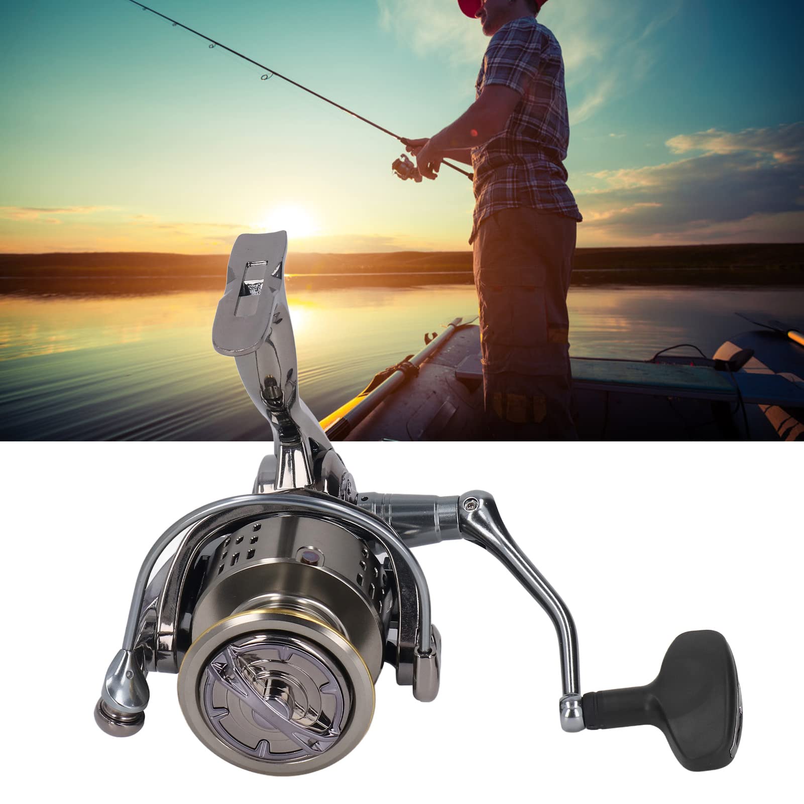 Moulinet de pêche Spinning en métal, poignée robuste et Durable pour la pêche en eau salée et en eau douce (TW5000)