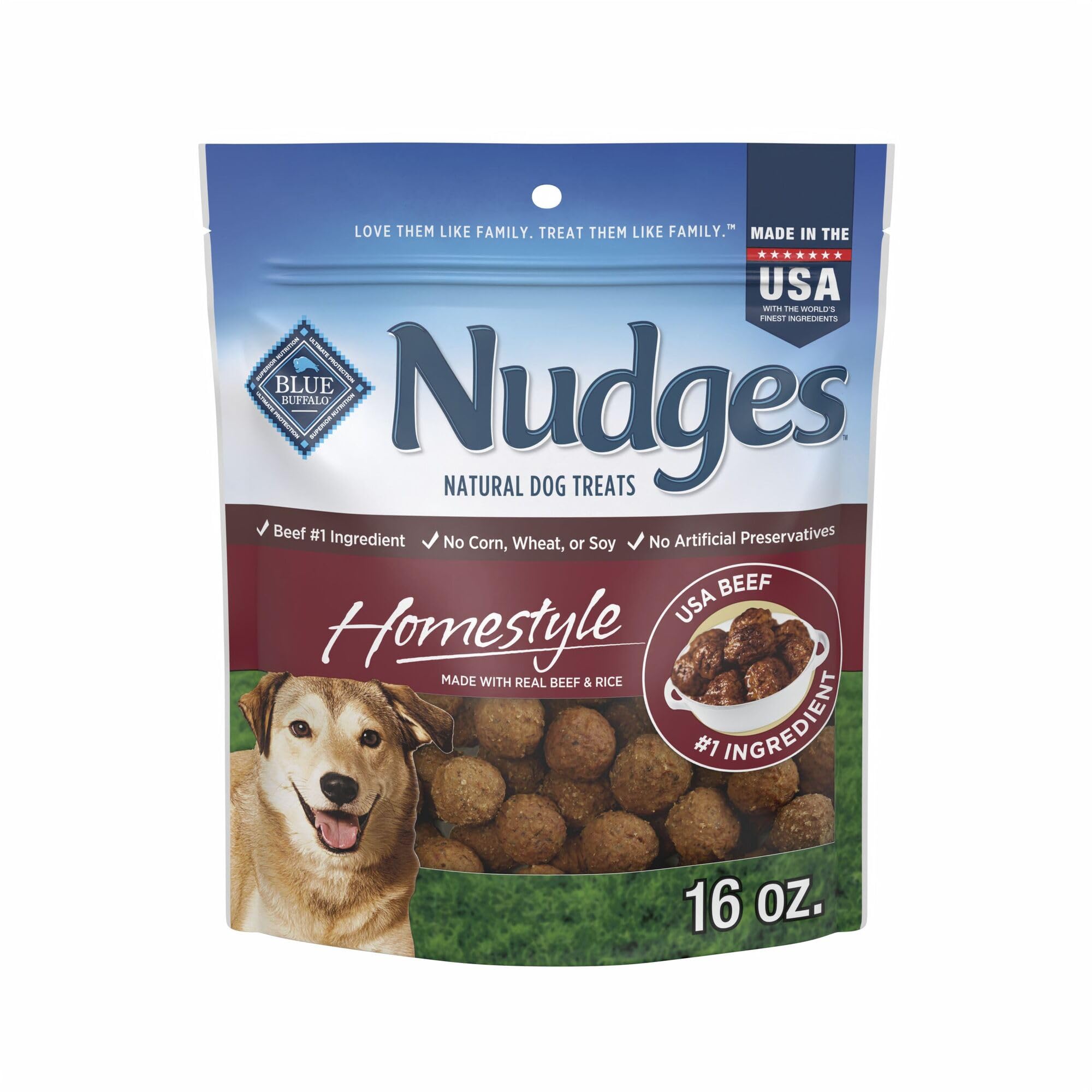 blue buffalo nudges homestyle natural beef and rice dog treats