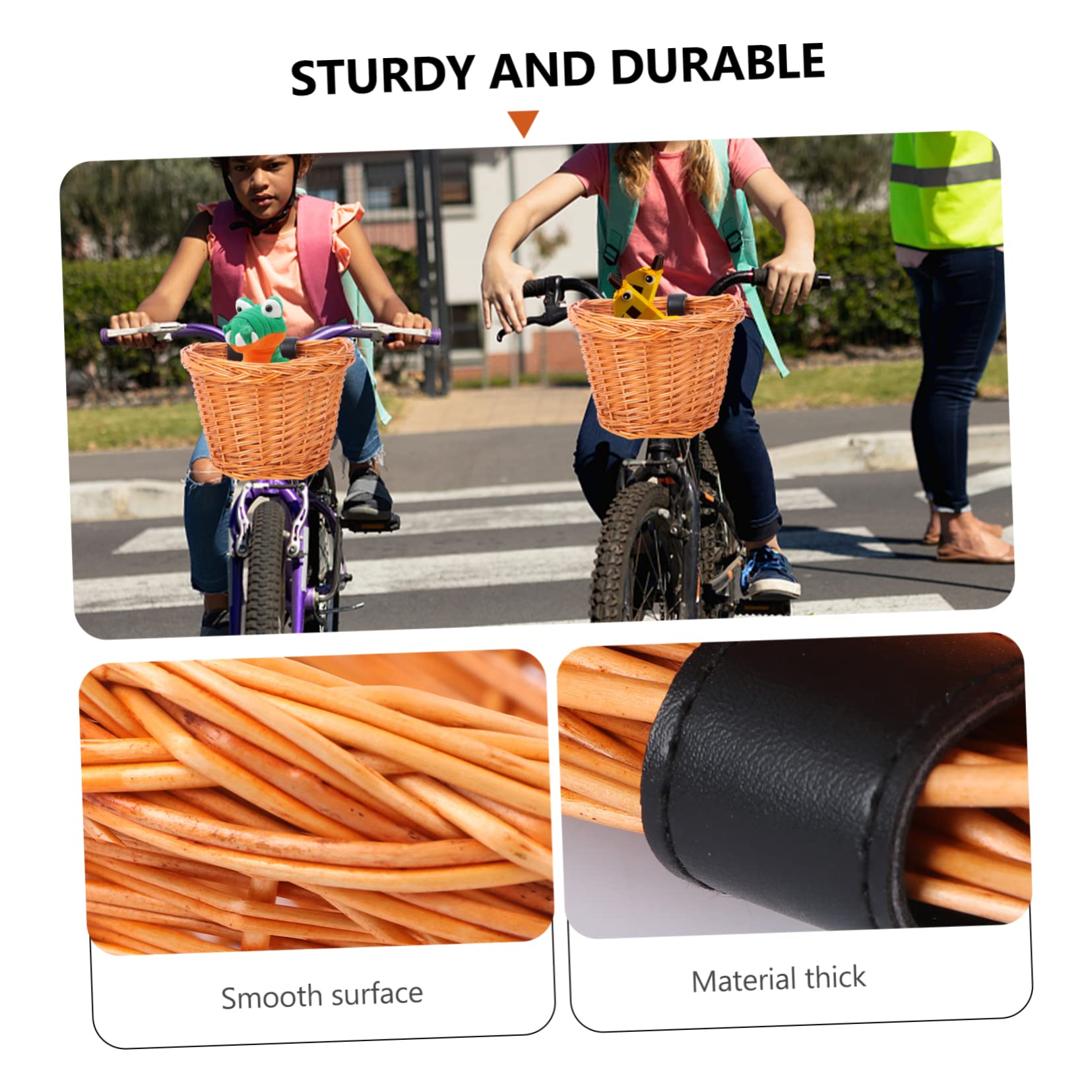 TOYANDONA Cesta de Bicicleta para Niños Desmontable Hecha a Mano de Mimbre