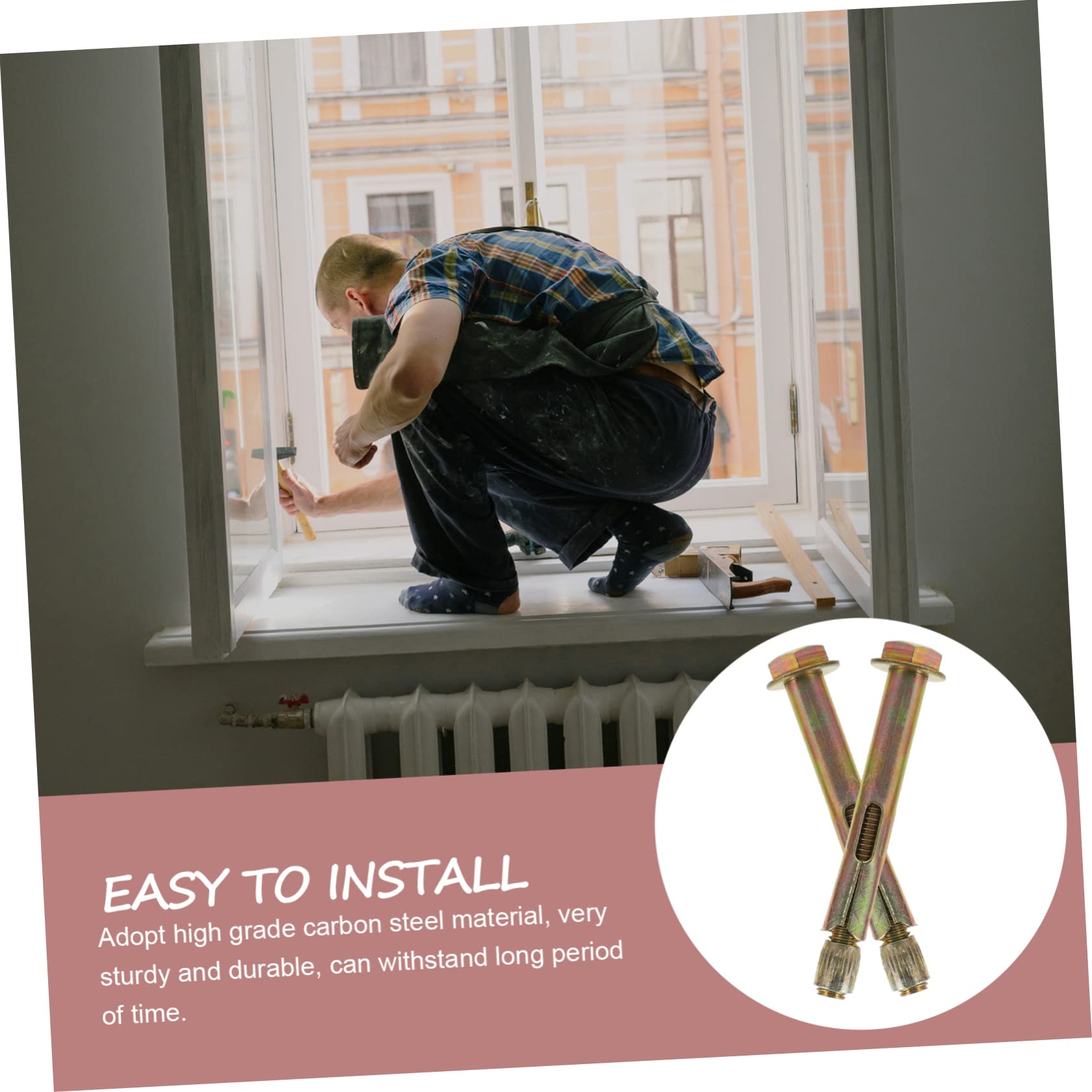 Cabilock 10pcs Concrete Anchor M8x80 Knurled Expansion Anchor Carbon Steel Easy Install Kit for Walls