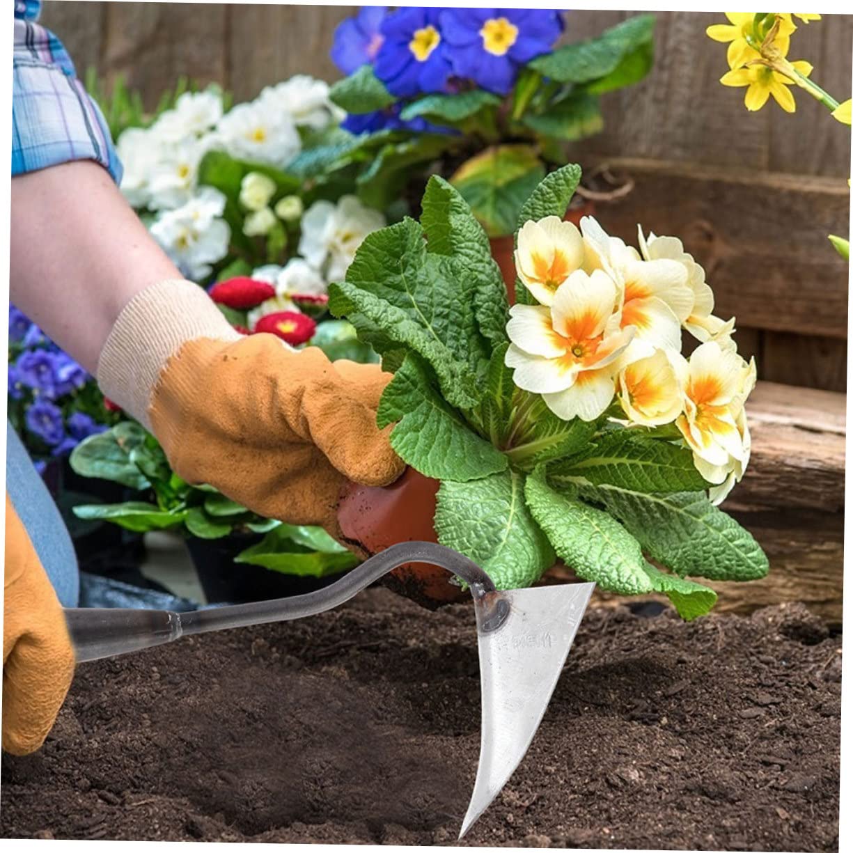 Azada Triangular de Hierro para Jardinería, Deshierbe y Zanjeo