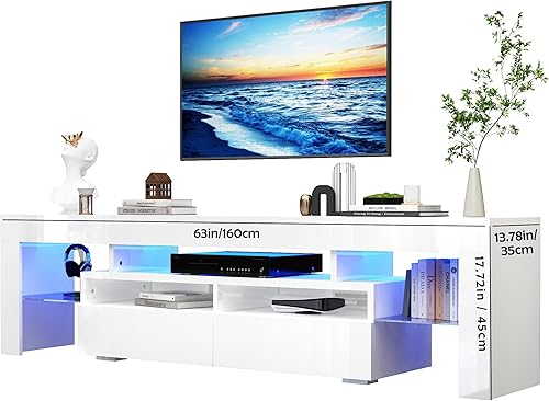 Miniatura 22 de Uspeedy Soporte de TV de 70 pulgadas para TV de 75/80 pulgadas, moderno soporte de TV LED para sala de estar, soporte de TV negro, centro de Negro