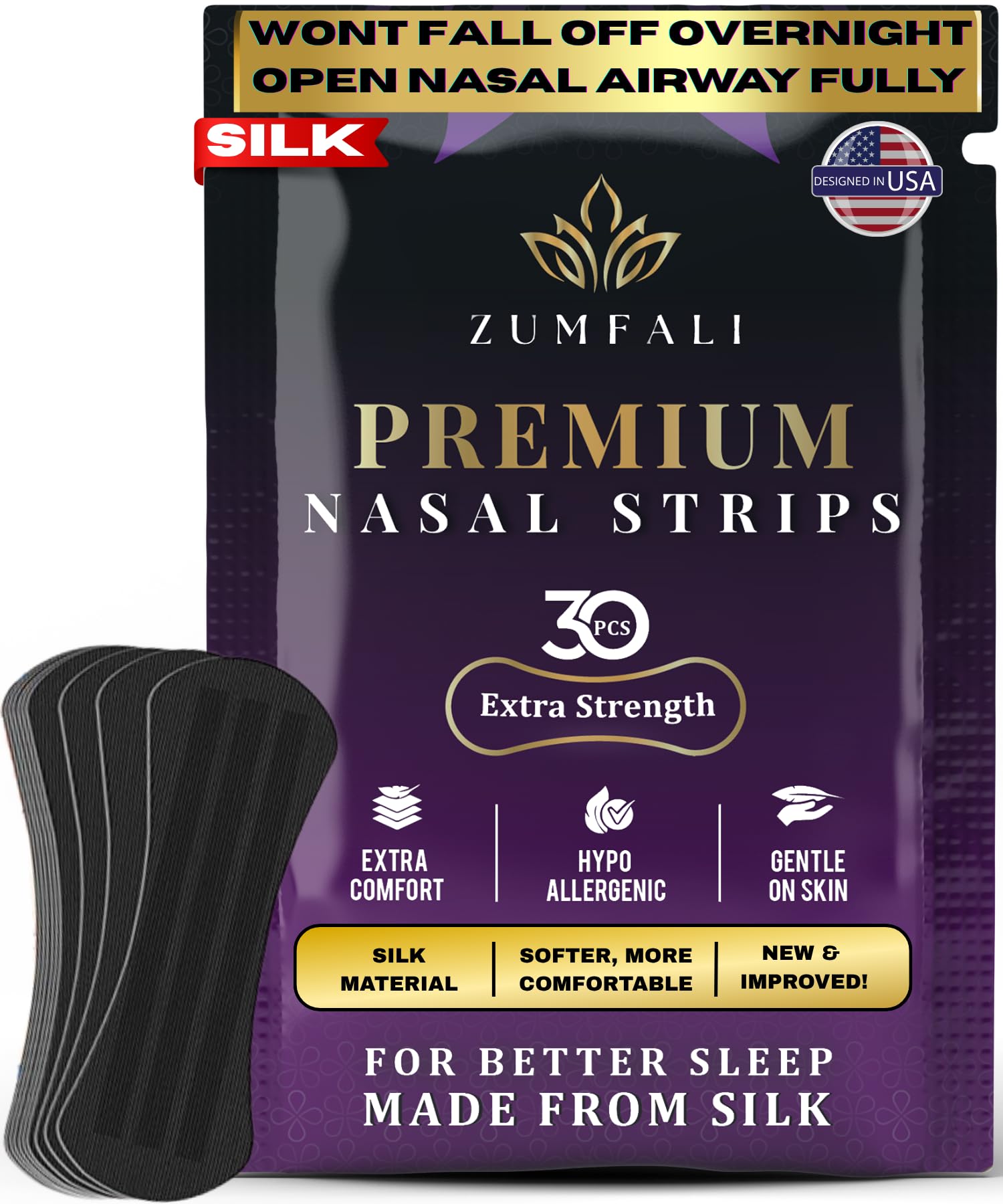 Nasal Strips for Snoring Extra Strength Nose Strips for Sleep Breathing Congestion Relief Hypoallergenic Latex-Free Sweat-Resistant Nasal Strips