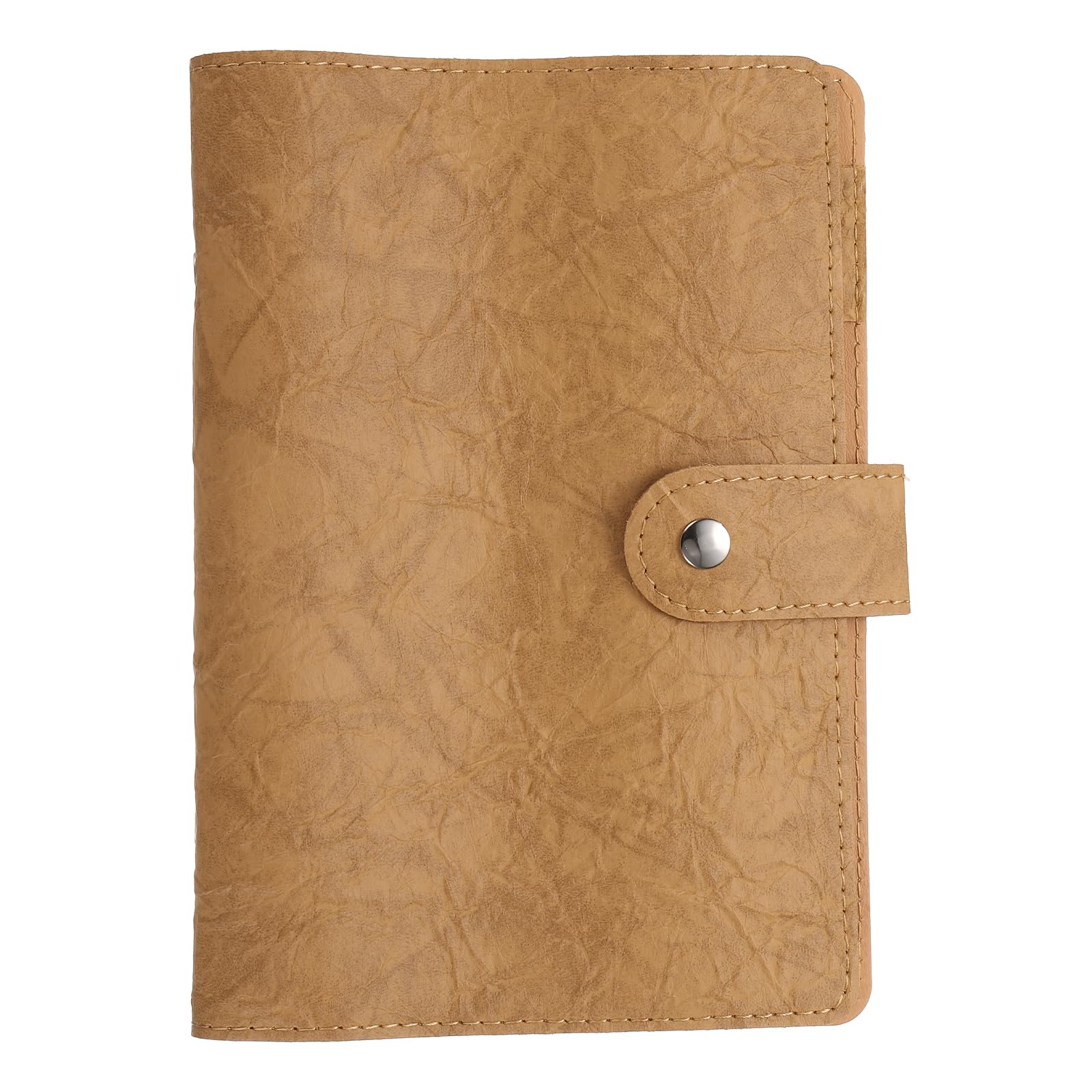 PATIKIL A6 Textured PU Leather Binder Protector, 6 Ring Waterproof Loose Leaf Binder Cover Refillable Soft Notebook Folder Cover for Planner Journal Photocard Collection, Brown