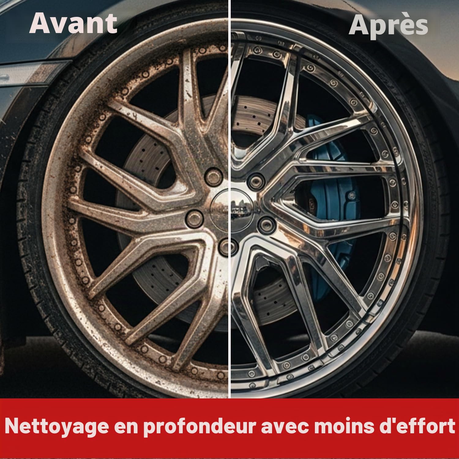 EZ Detail Brush Big – Rouge – Nettoyant pour Jantes de Voiture, vélo, Camion, Moto et Autres véhicules – Outil de Nettoyage Automobile Anti-Rayures pour Atteindre Facilement Les Coins et recoins