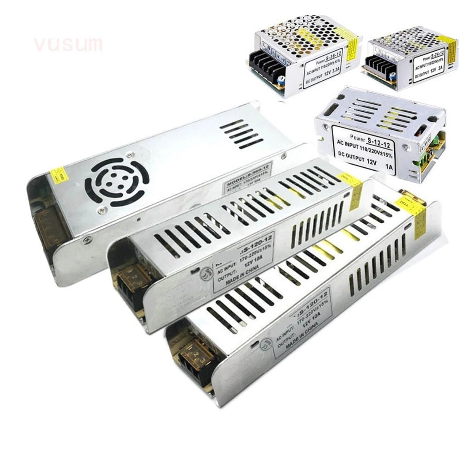 Fuente de alimentación conmutada de Tira 24V DC 12V 24W 60W 360W 600W Transformador de luz AC 170-240V Adaptador de Fuente SMPS for Tiras LED(Q_20A)