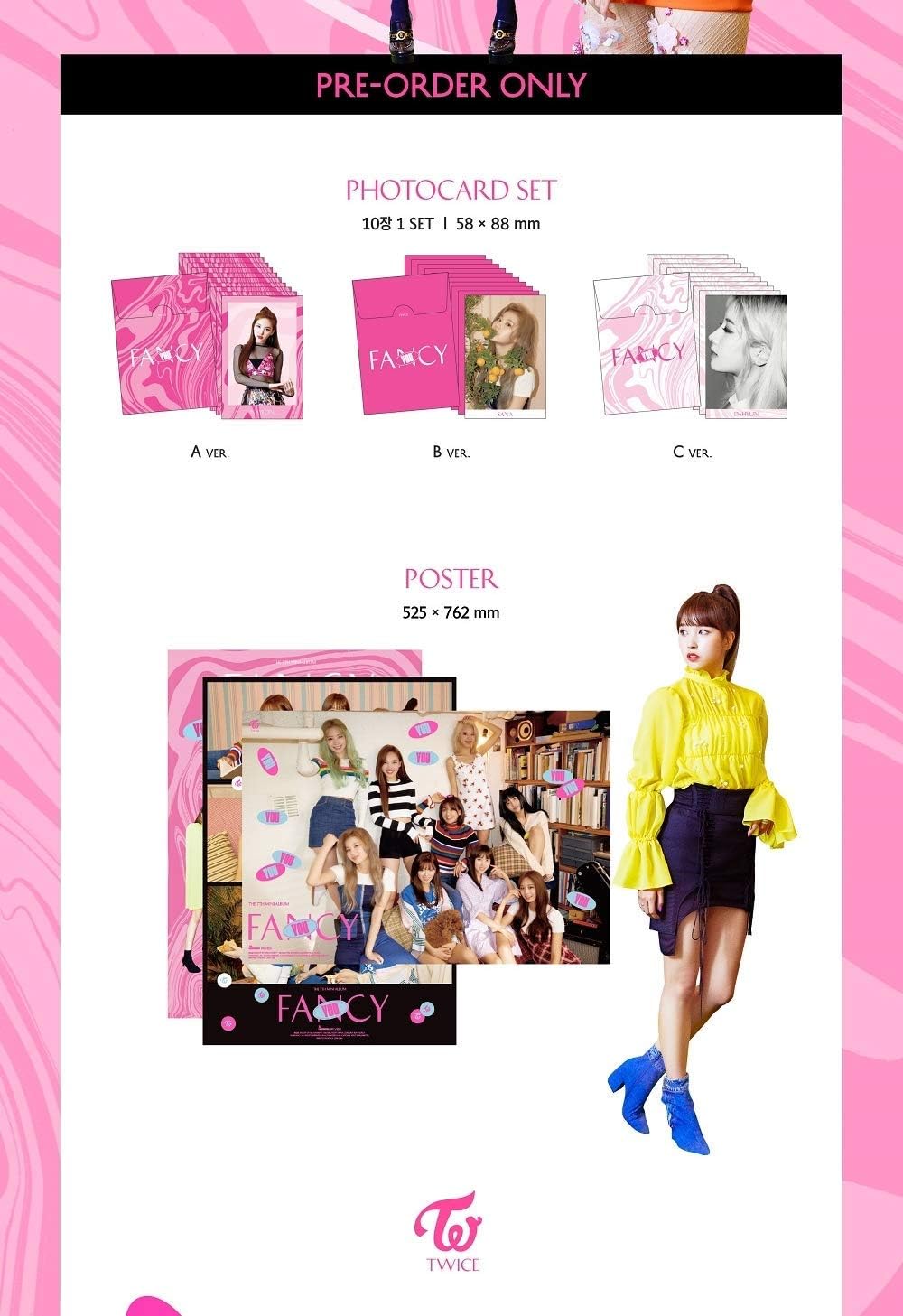 K Pop Twice 7th Mini Album Fancy You A B C All Versions Set Cd Sticker Photocards Photobook Pre Order Benefit Folded Poster Extra Photocards Set Tracking Number Kpop Sealed Amazon Co Uk Cds Vinyl