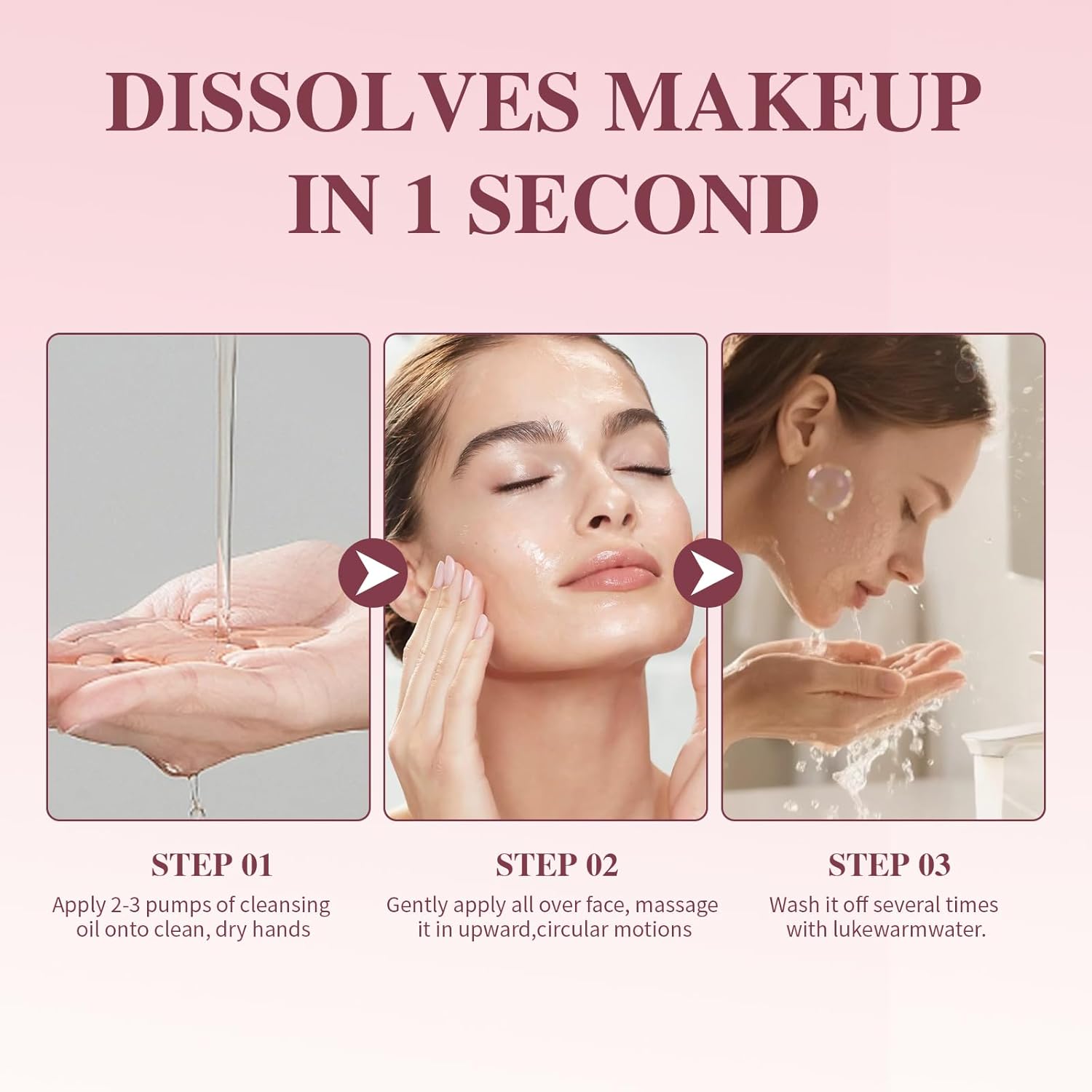 Cleansing Oil for Face - Gentle Makeup Remover Oil | Deep Pore Cleanser Double Cleansing for All Skin Types 8.81 fl oz (250ml) - Image 7