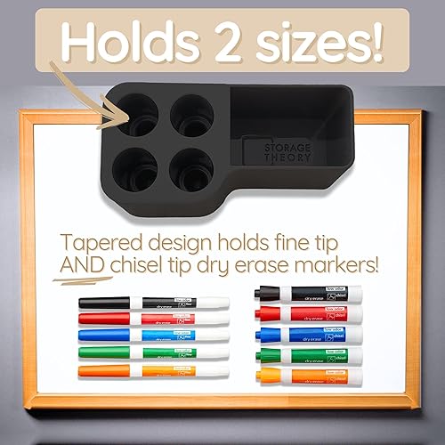 Miniatura 2 de Storage Theory Soporte para rotuladores para pizarra blanca, accesorios elegantes para pizarra blanca para borrado en seco y organizador de