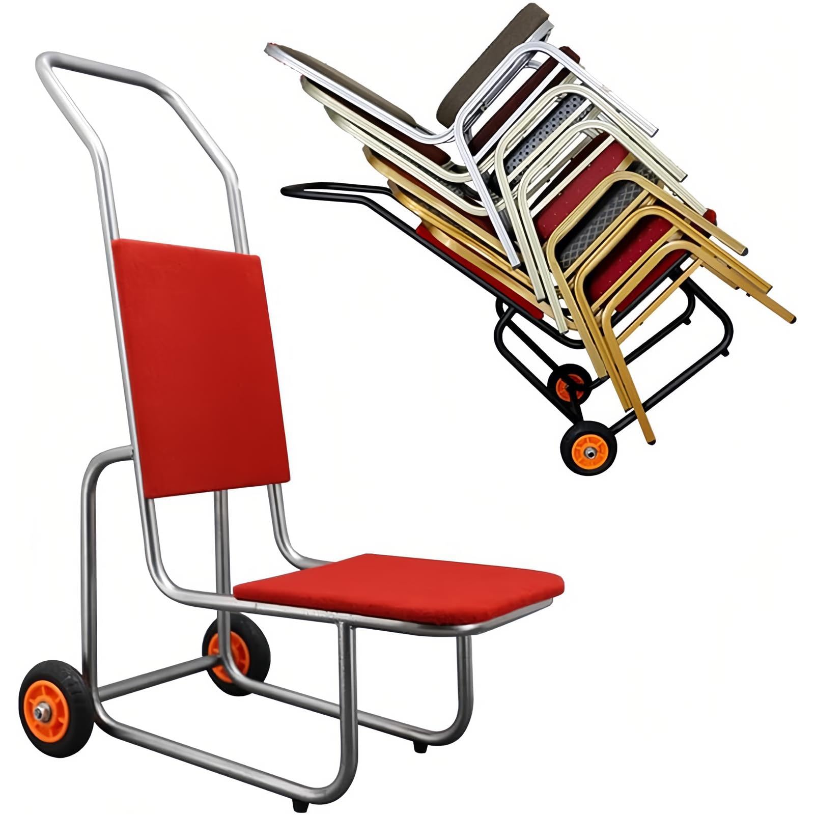 ERSINIAN Commercial Chair Dolly Cart, Heavy-Duty Stacking Trolley for Storage and Transport of Multiple Chairs
