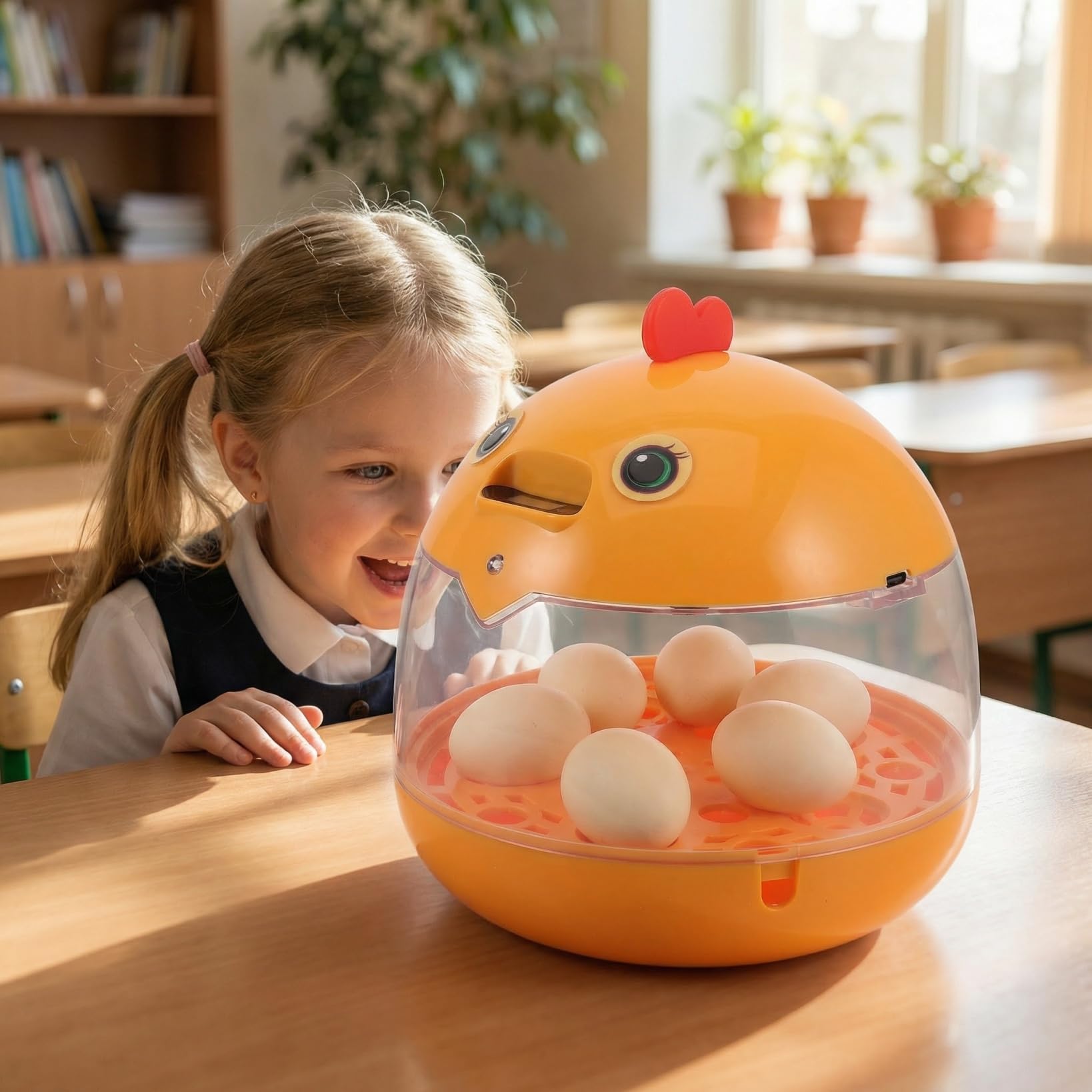 Didiseaon Incubatrici per uova da cova: mini incubatrice per 5 uova, tornitura automatica con coperchio trasparente, micro Hatcher USB portatile per pollame domestico anatre e quaglie