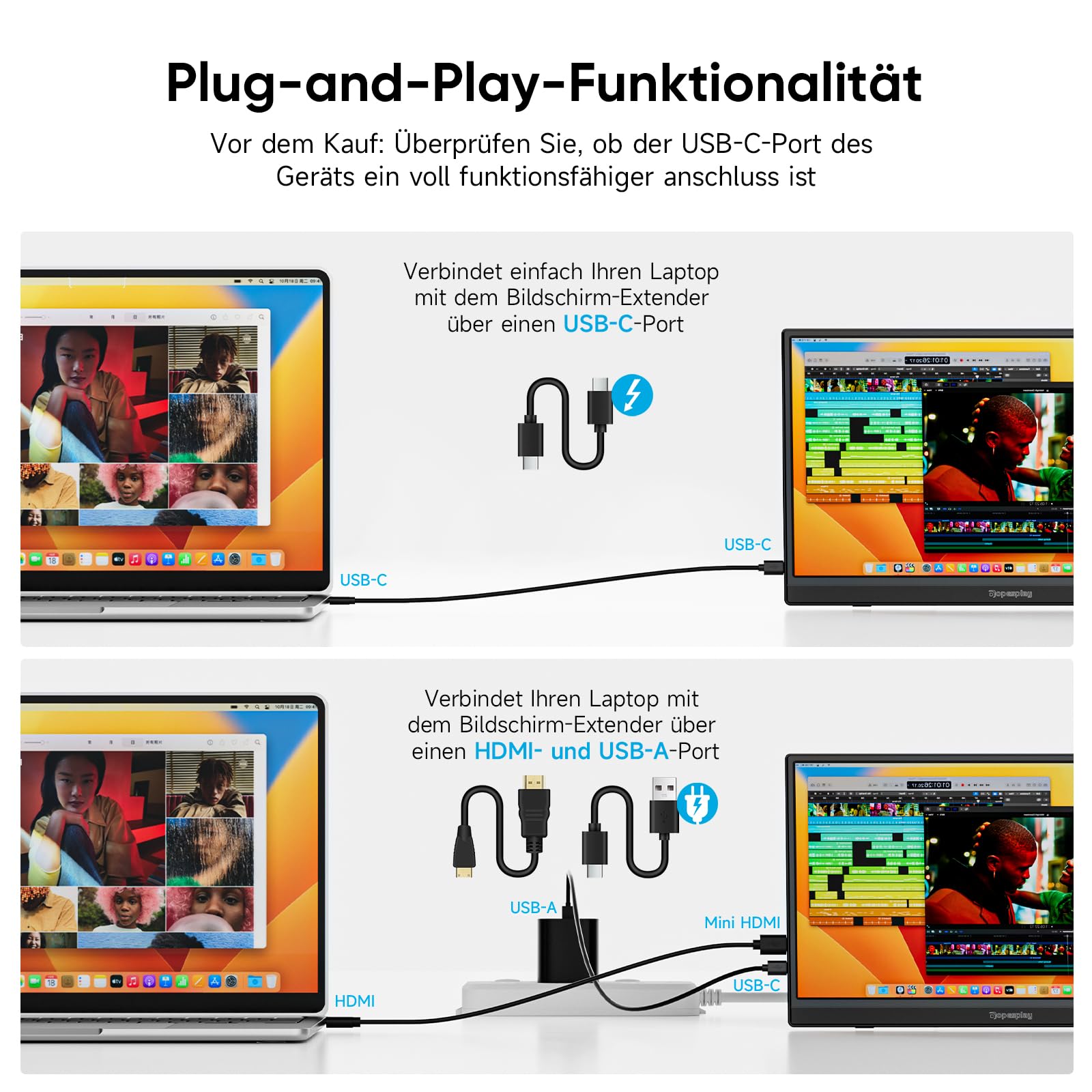 Dopesplay Monitor Przenośny 15,6 cala, Ultra-cienki FHD 1080P IPS, Mobilny Monitor USB z Podstawą i Głośnikami, Kompatybilny z Laptopem, PC, Mac, PS4/5, Xbox i Switch